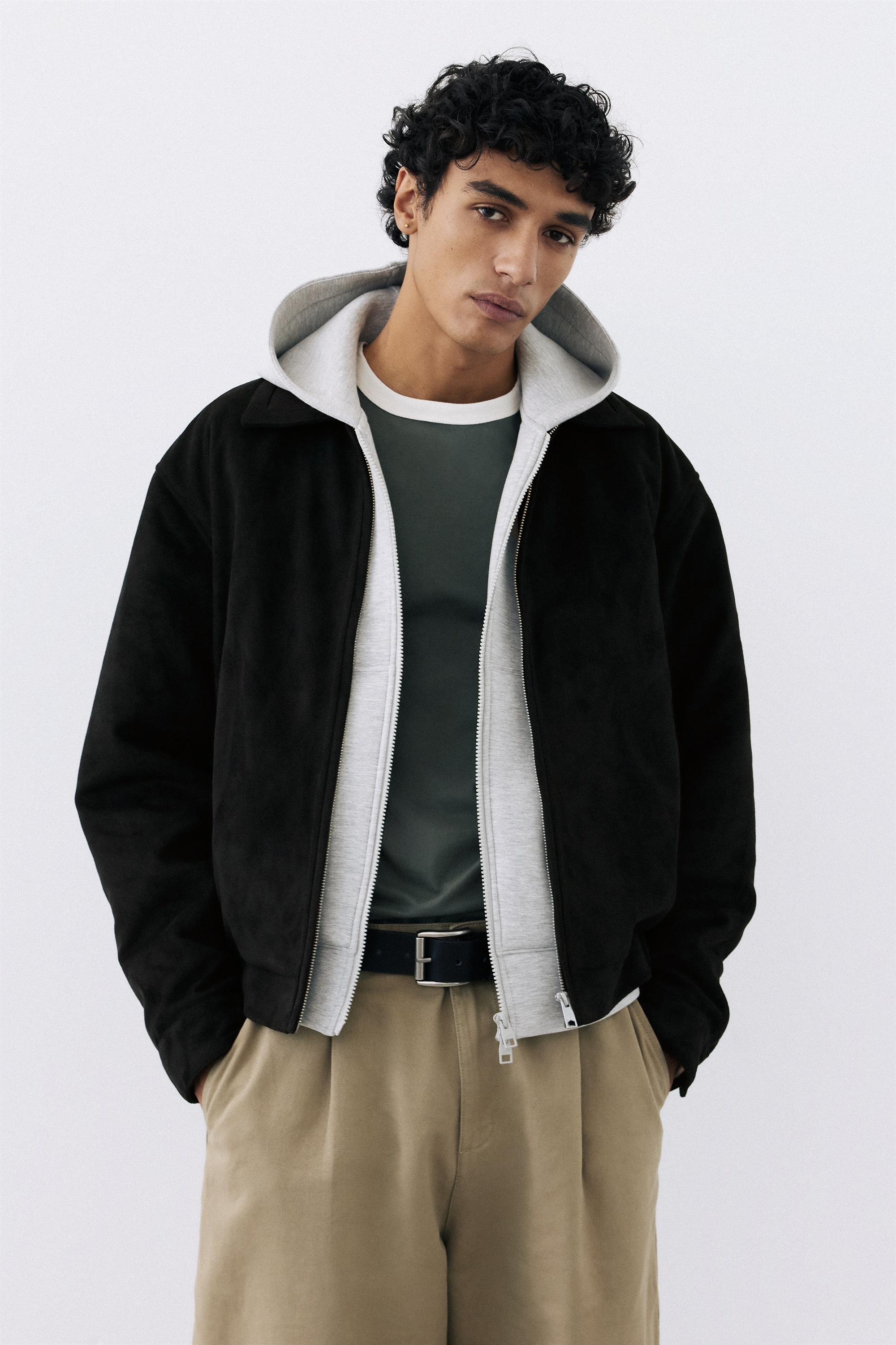 Faux suede jacket — Black