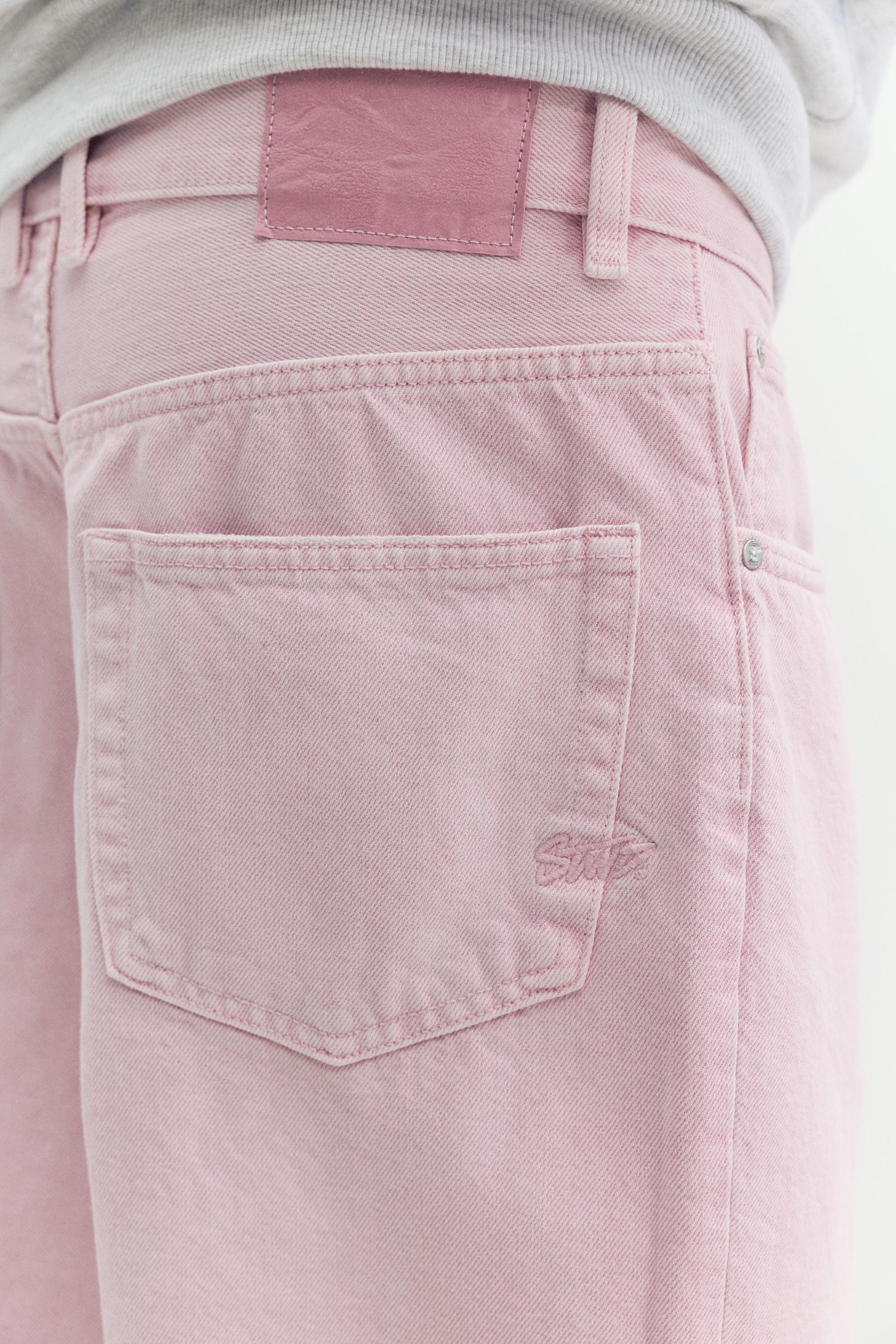 Baggy denim Bermuda shorts — Rose pink
