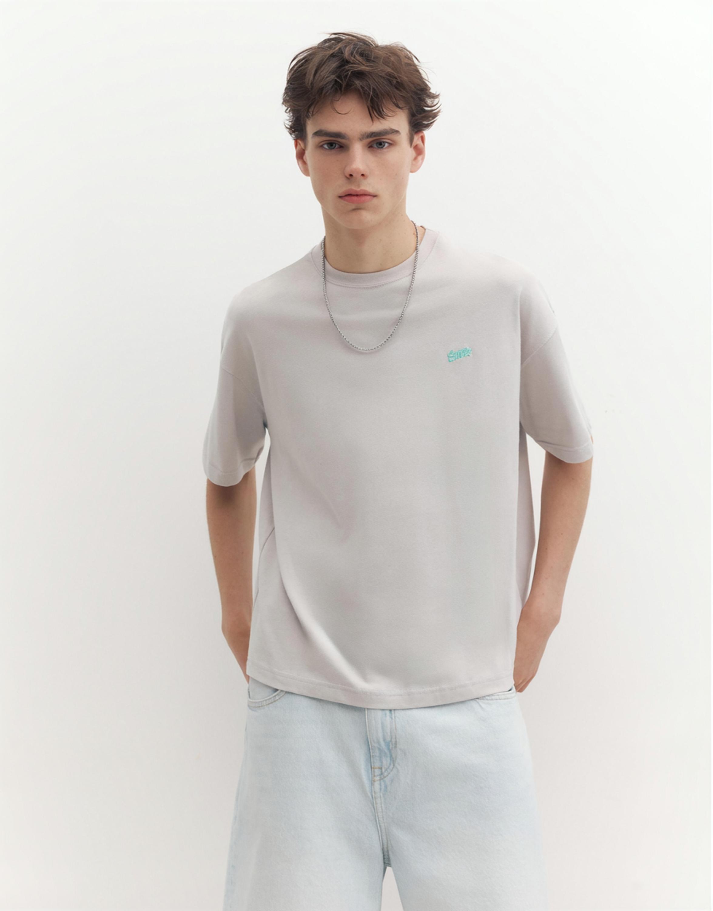 Boxy STWD logo T-shirt — Pearl grey