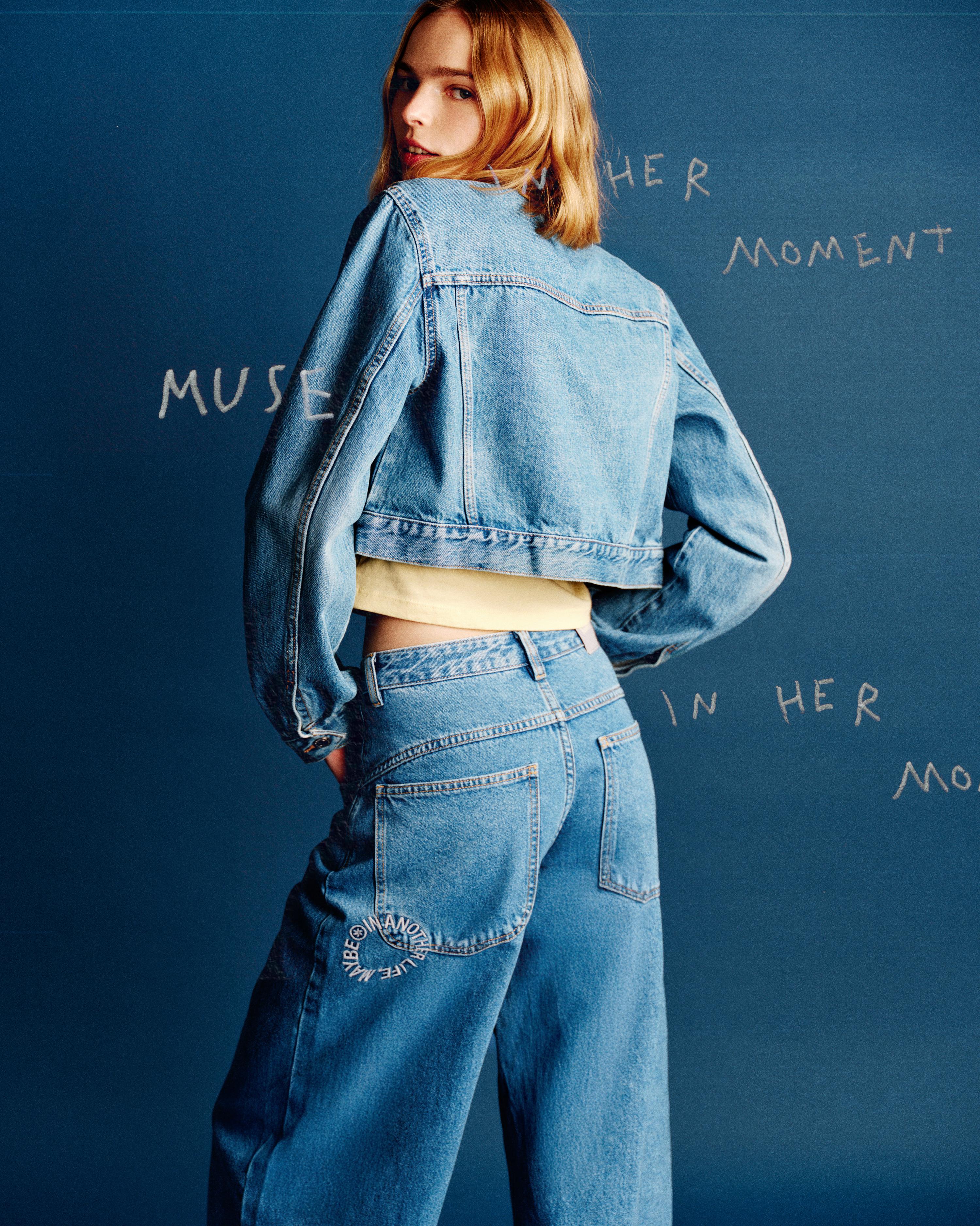 Cropped denim jacket — Medium blue