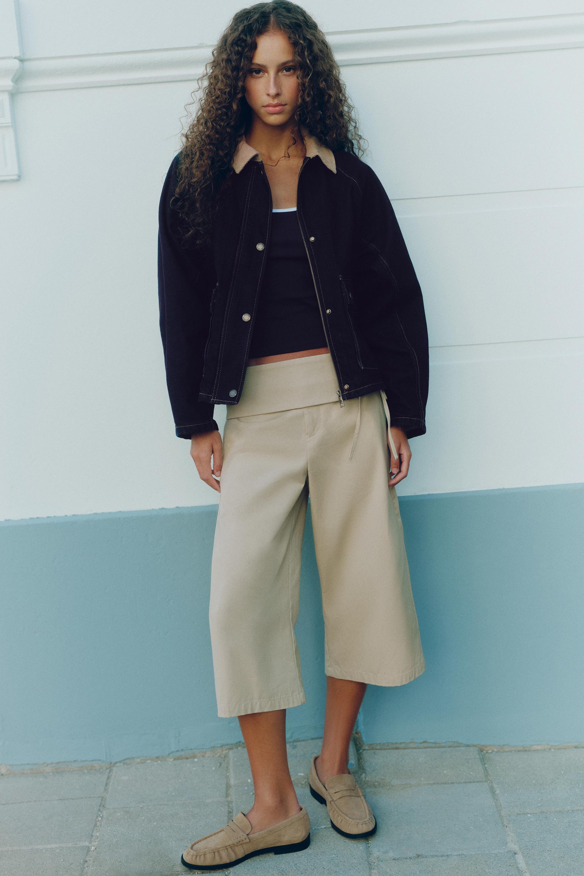 Contrast collar denim jacket — Dark navy