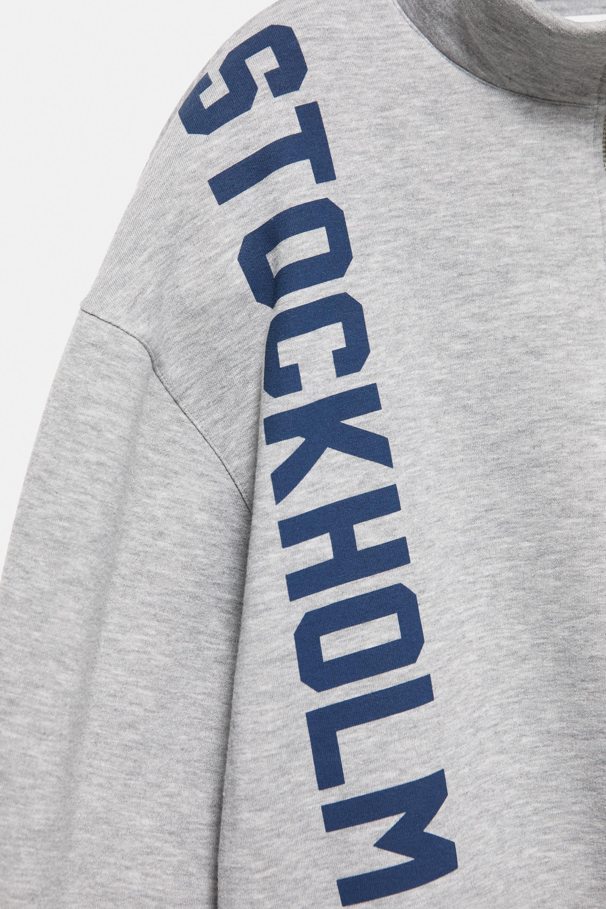 Stockholm quarter-zip sweatshirt — Grey marl