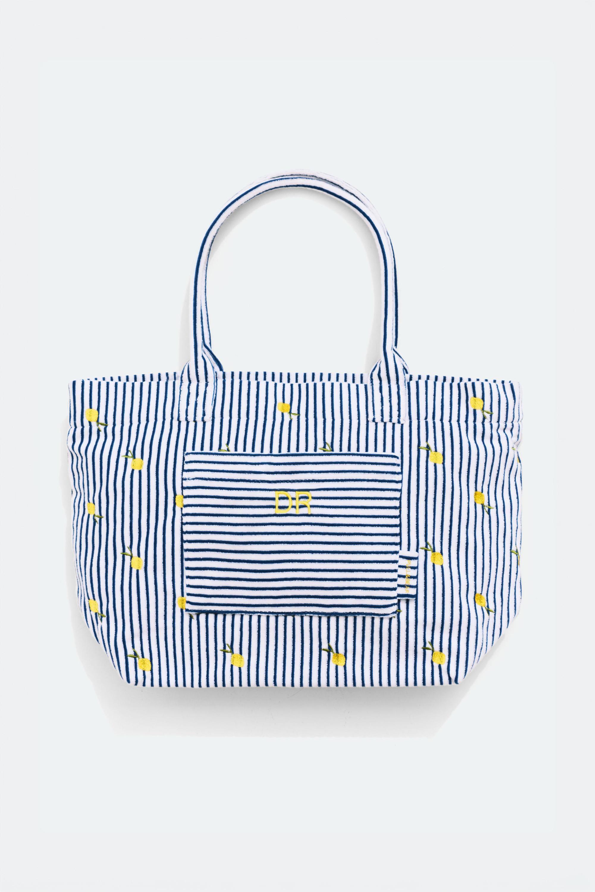 Striped towel shopper bag — Blue