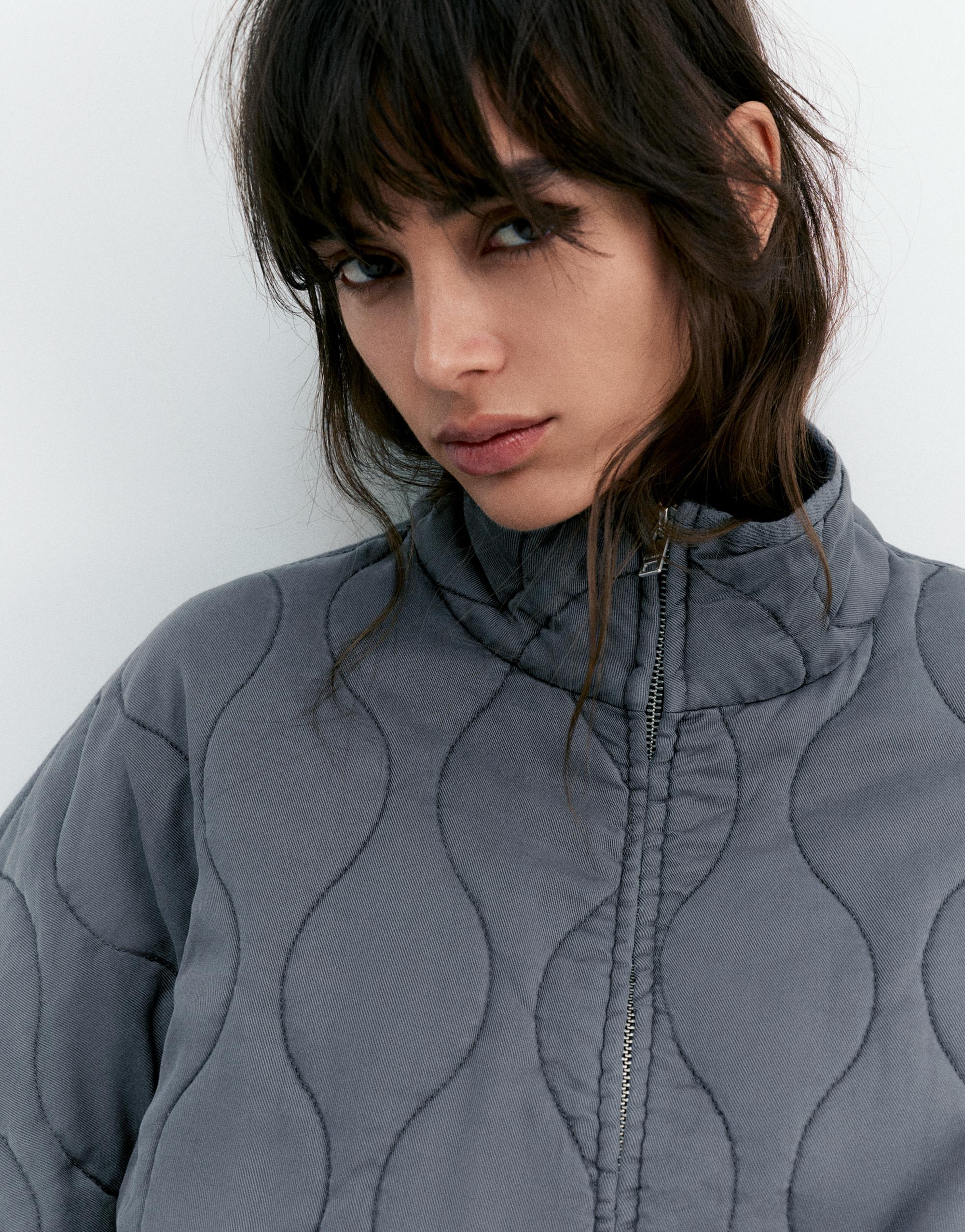 Dik yaka şişme mont - Görsel 21