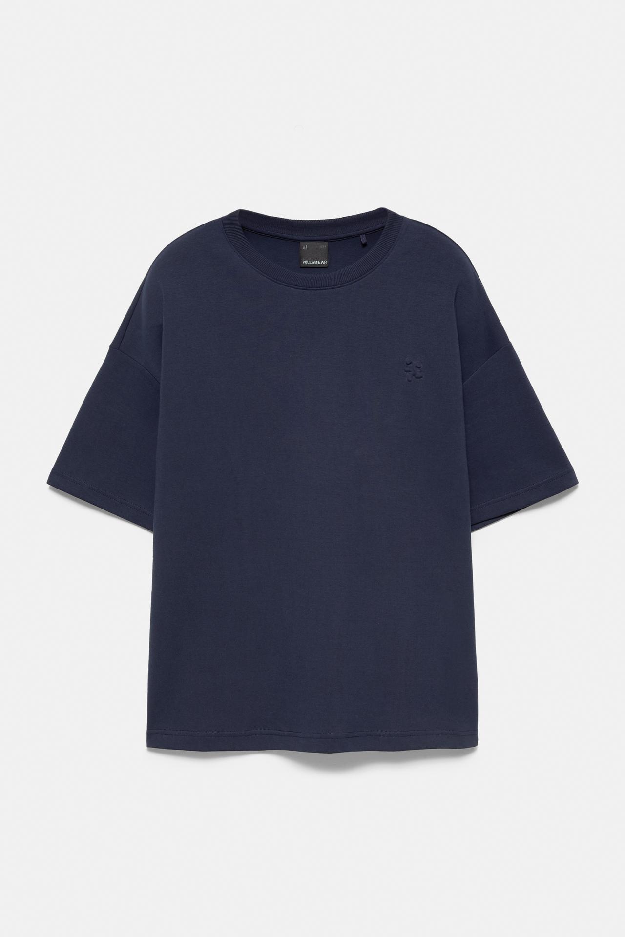 Short sleeve raised graphic sweatshirt — Navy