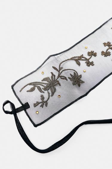 Embroidered tulle choker — Black 4