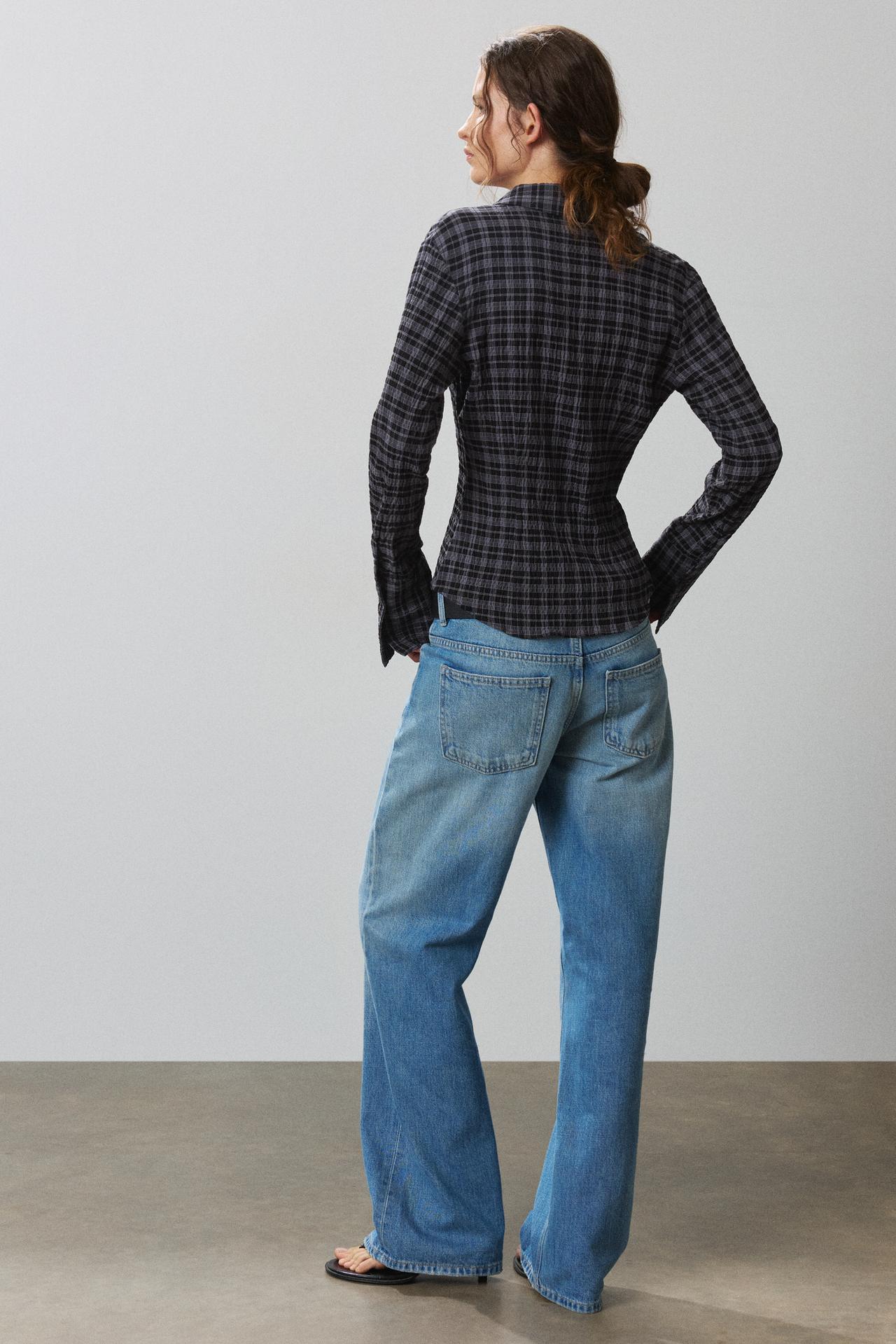 Darted check shirt — Anthracite grey