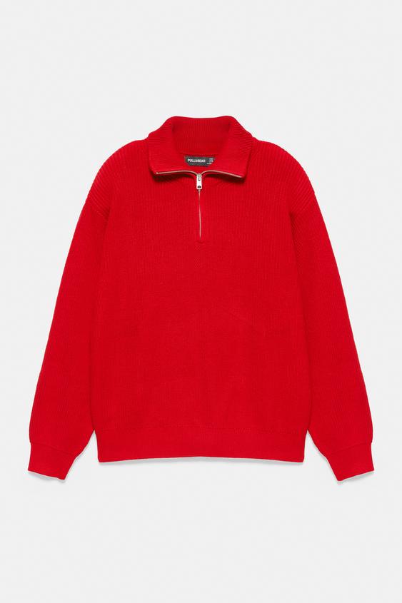Sweter z kołnierzykiem z suwakiem