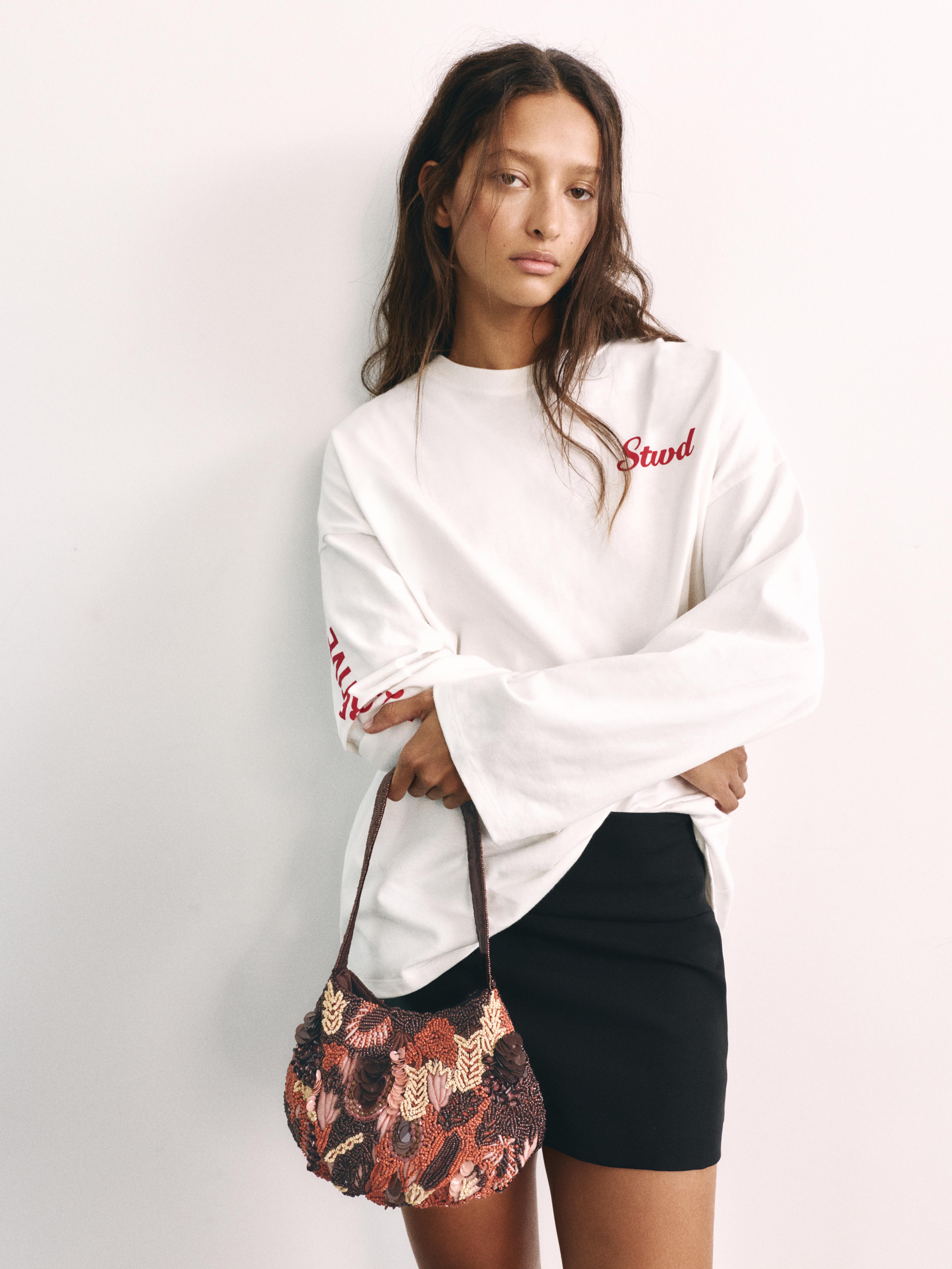 Beaded shoulder bag — Orange