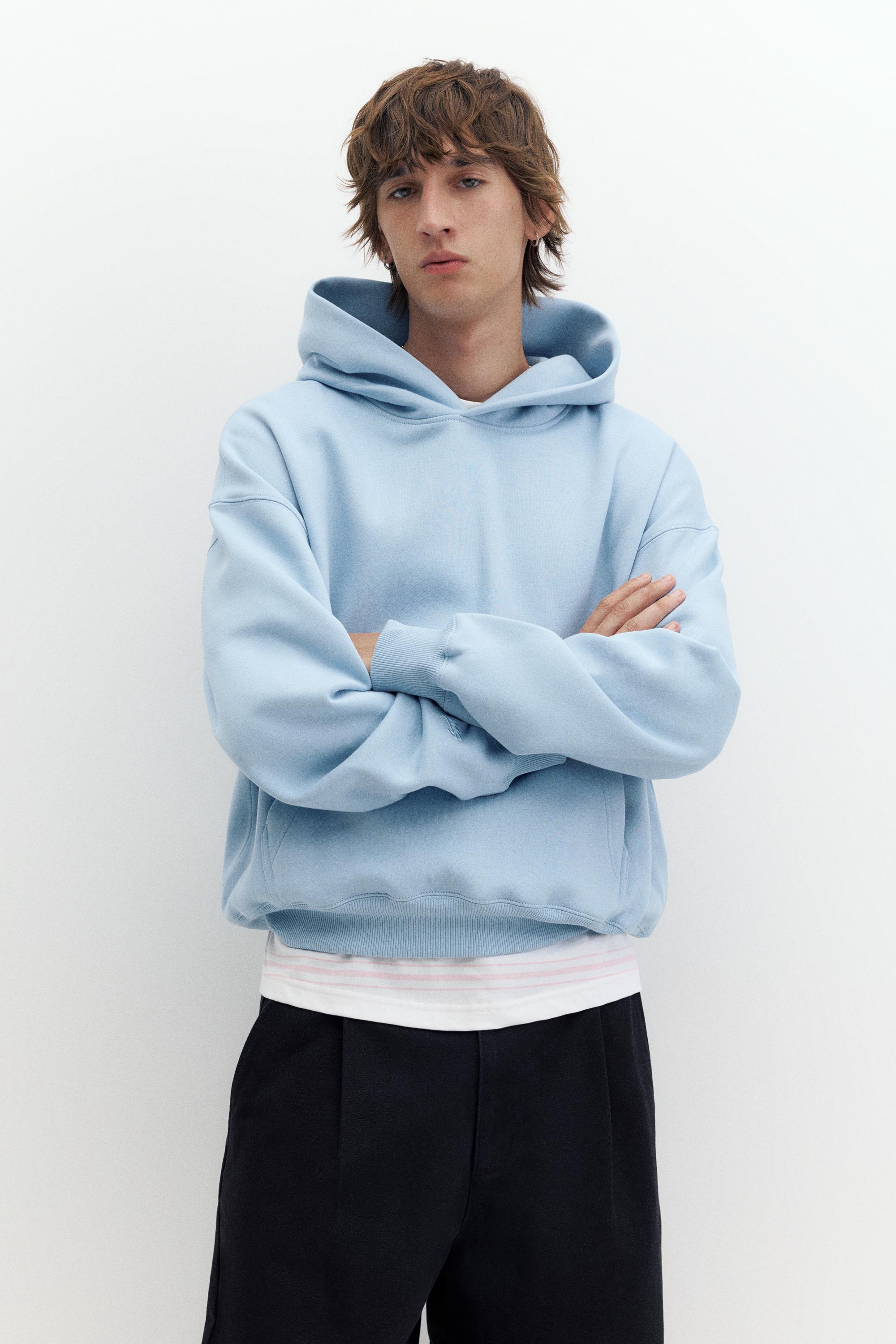 STWD boxy-fit logo hoodie — Sky blue