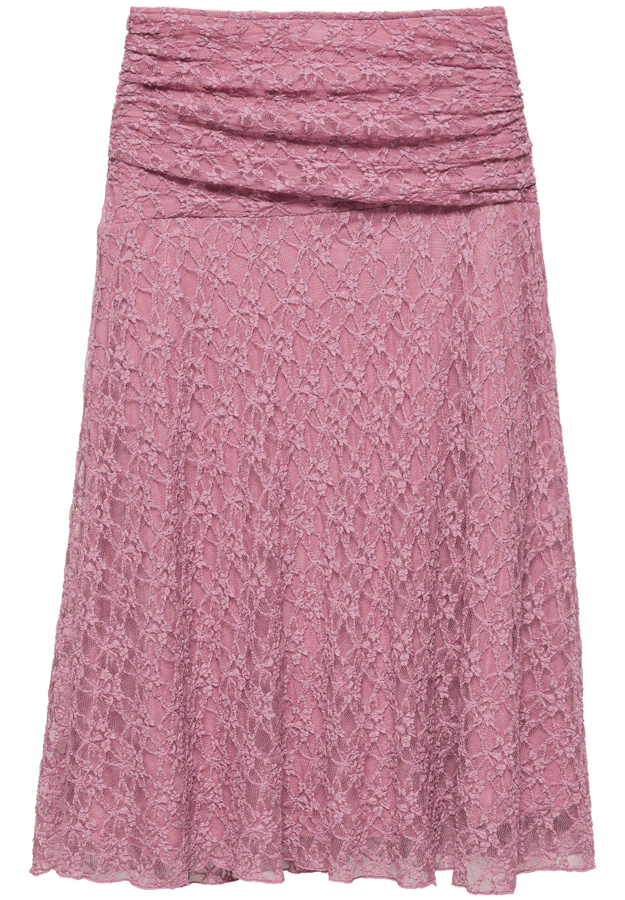 Draped waist lace midi skirt — Powder mauve