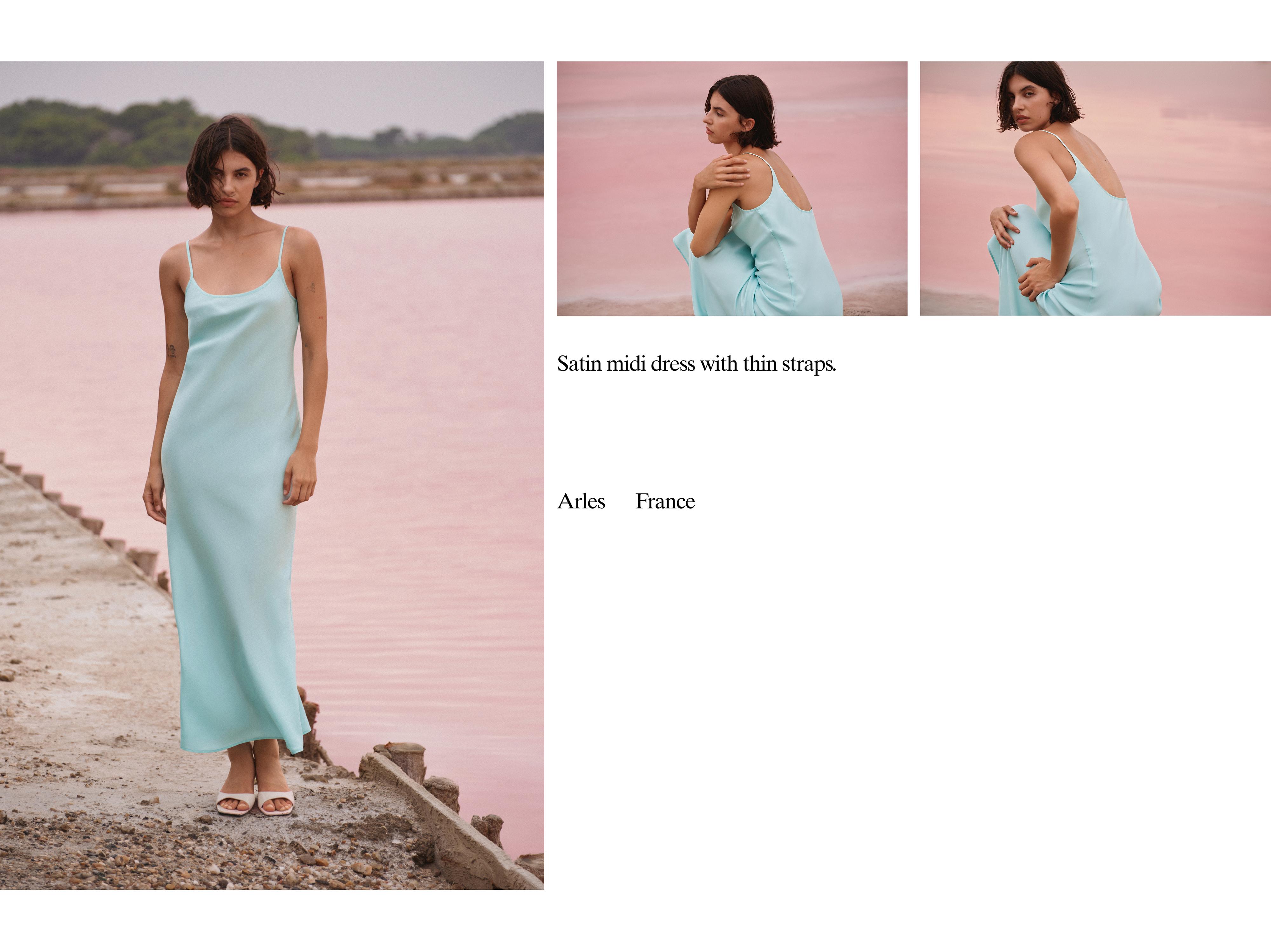 Satin midi dress — Pale turquoise