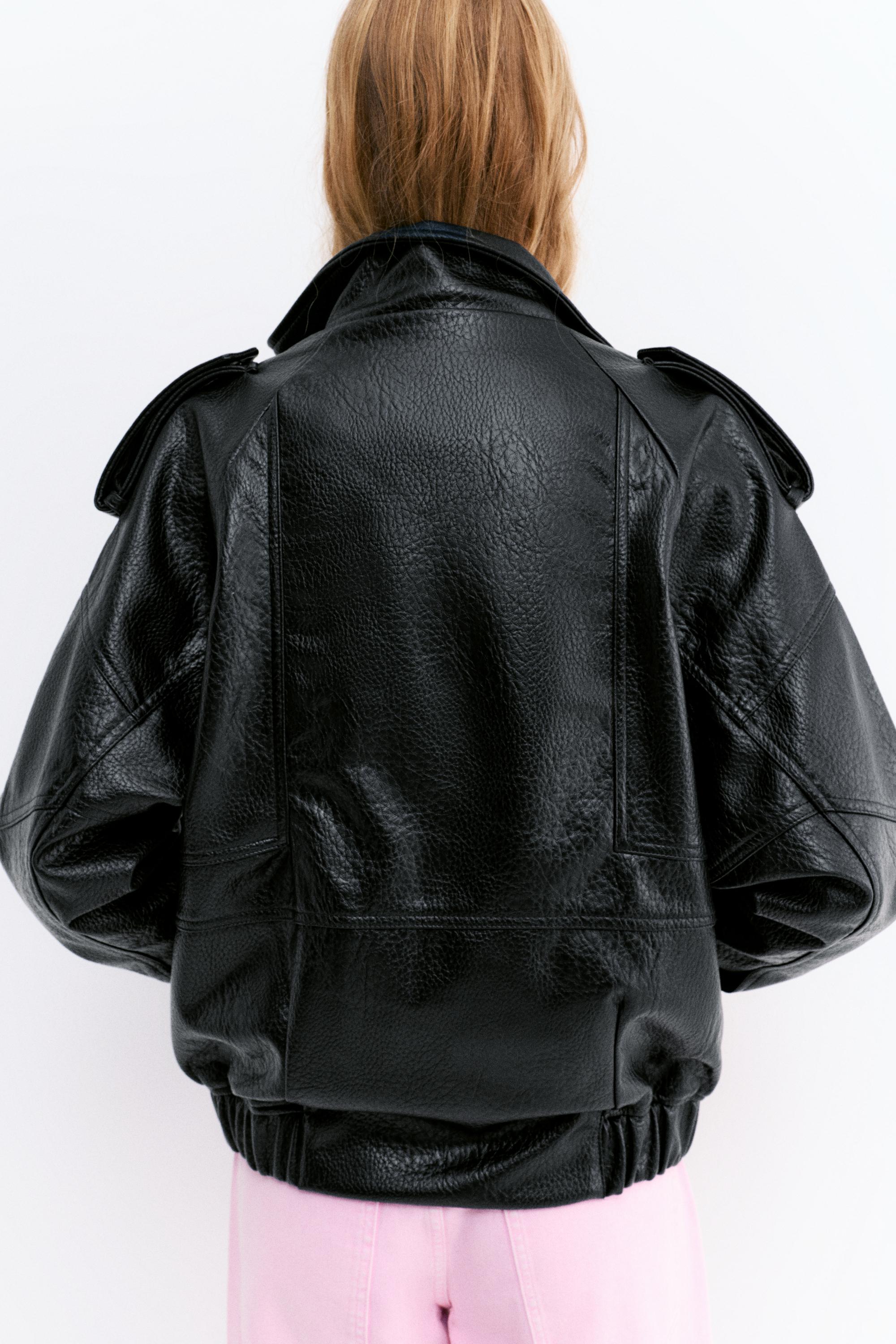 Dik yaka suni deri ceket - Görsel 18