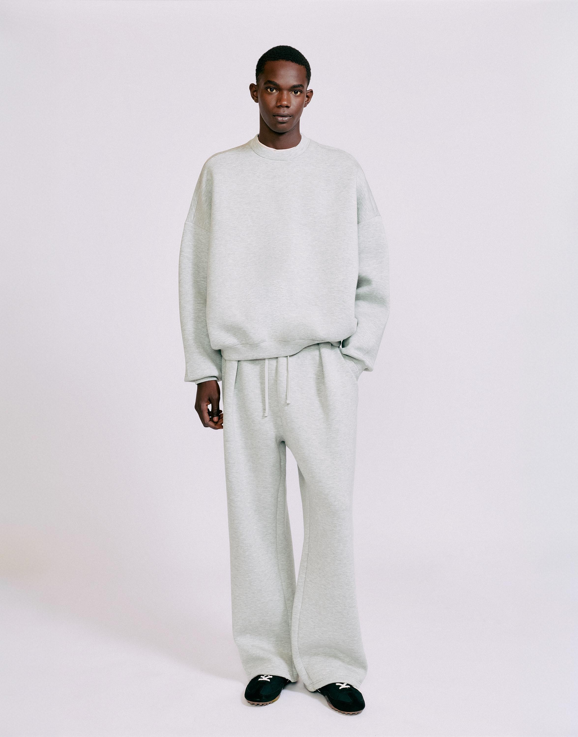 Interlock round neck sweatshirt — Grey marl