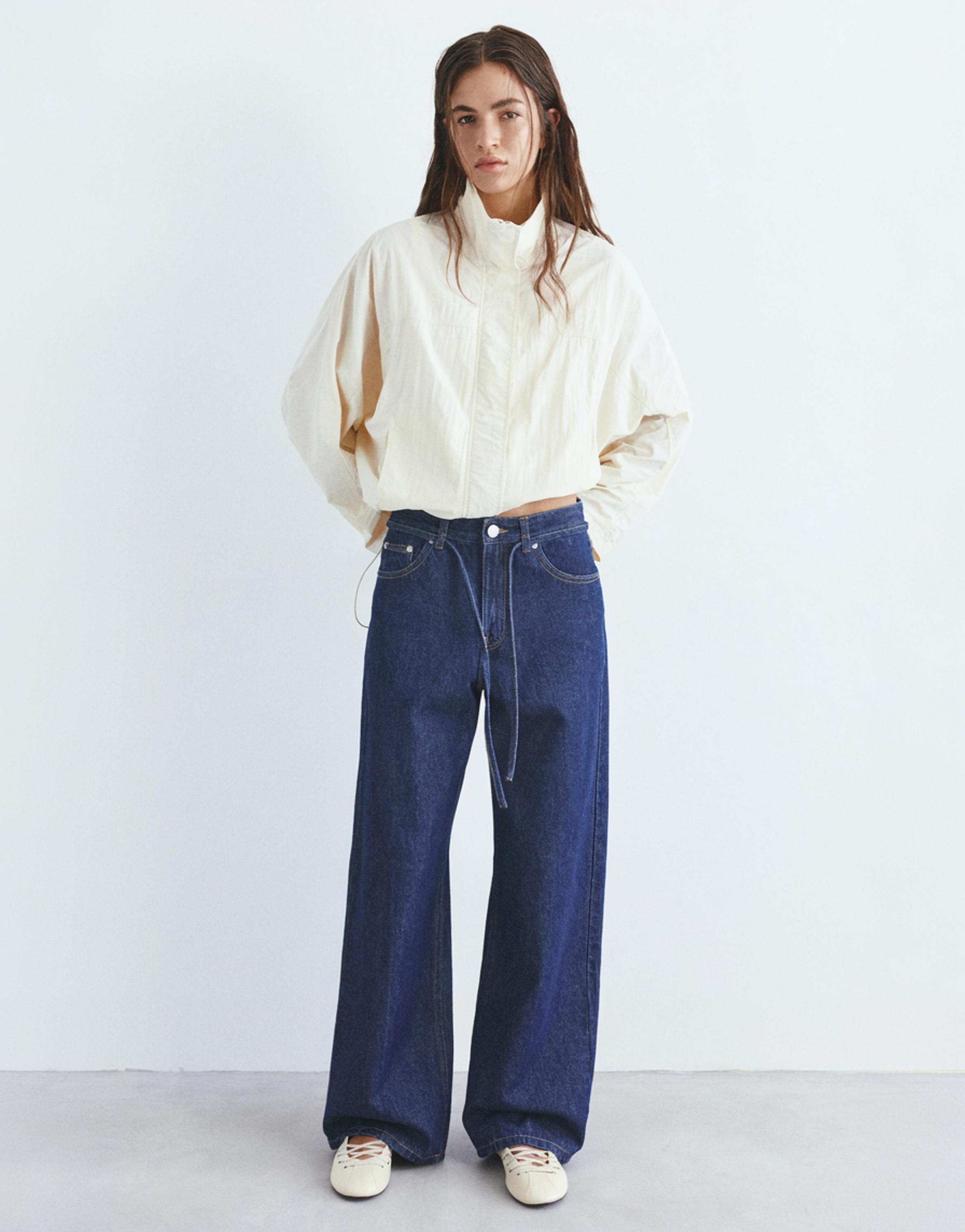 Baggy jeans with drawstring — Navy