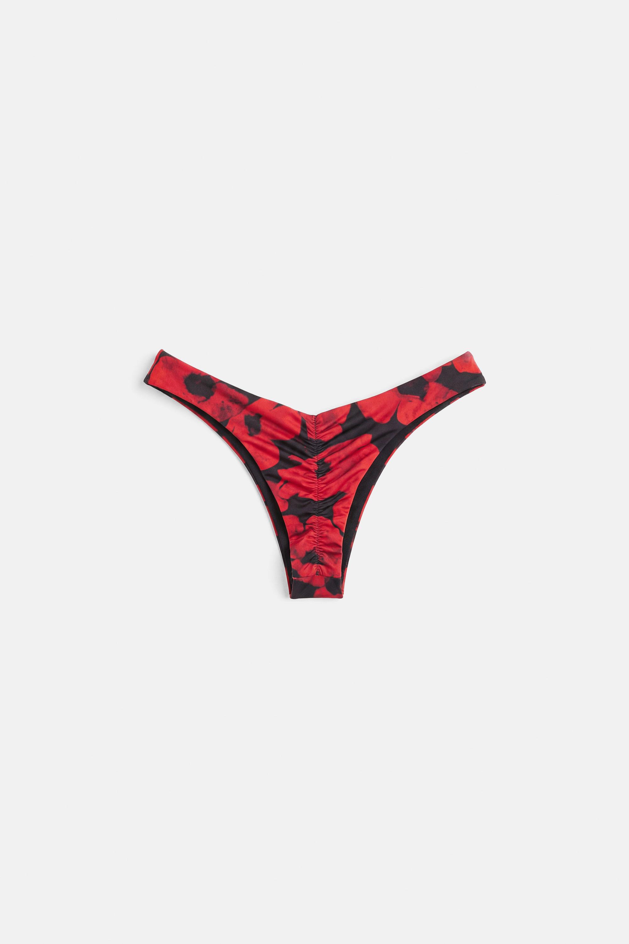 Floral Brazilian bikini bottoms — Red