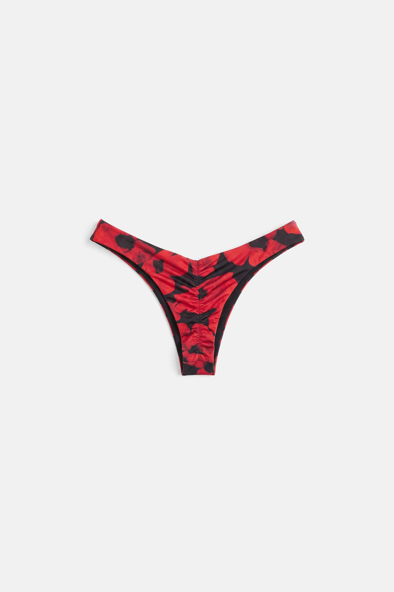 Floral Brazilian bikini bottoms — Red