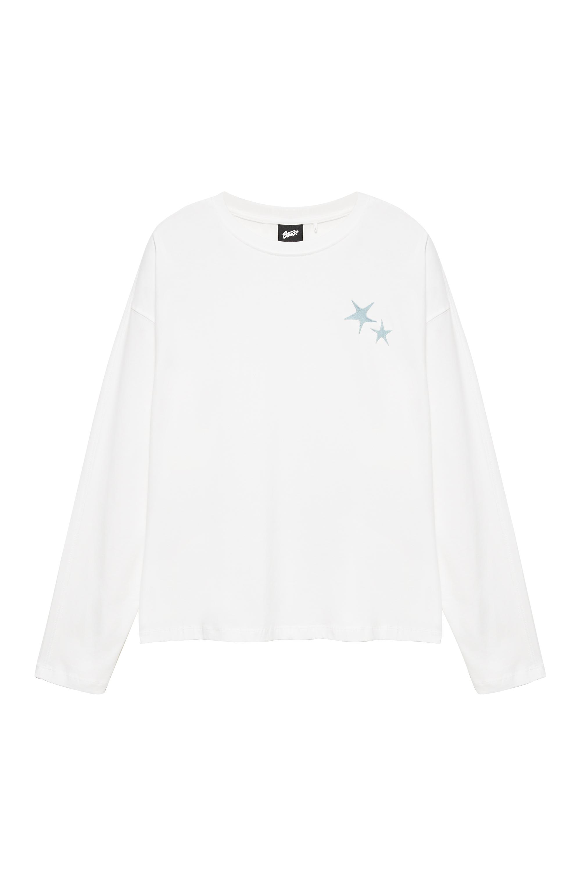 Pull&Bear STWD yıldız baskılı kutu kesim tişört görsel 3