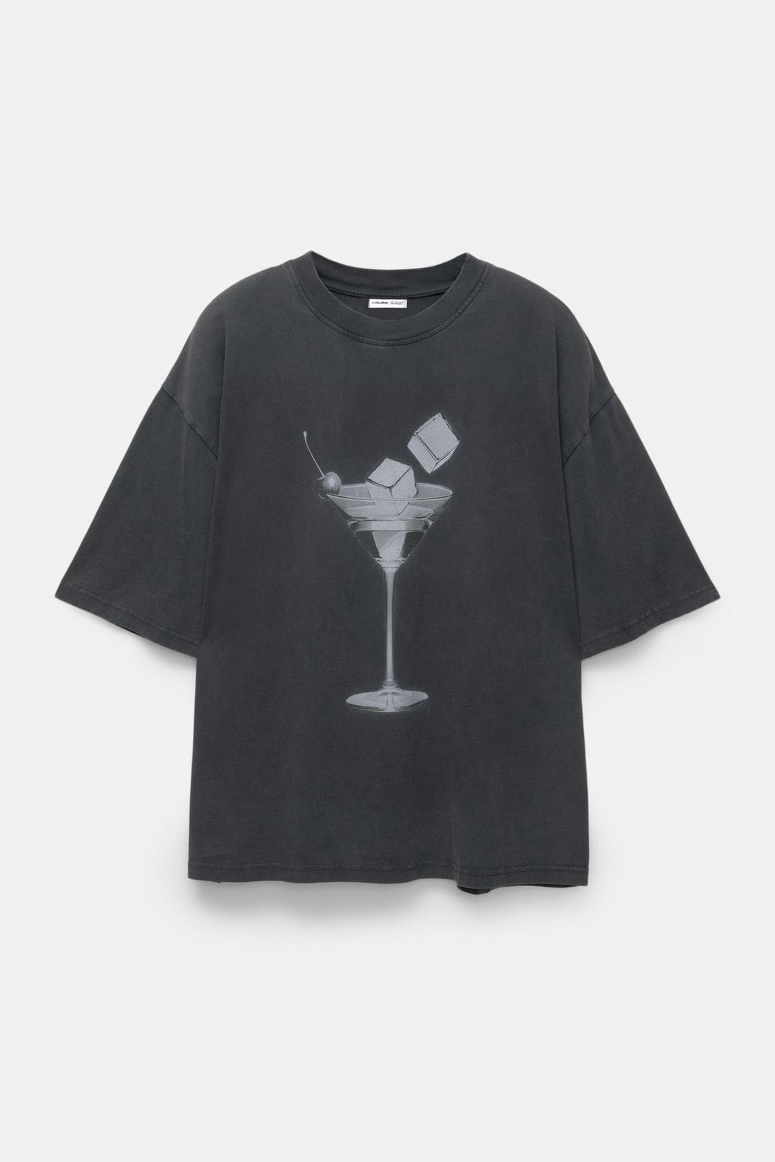 Shirt Playera Oversized Oversize Cocktail T-shirt PULL&BEAR