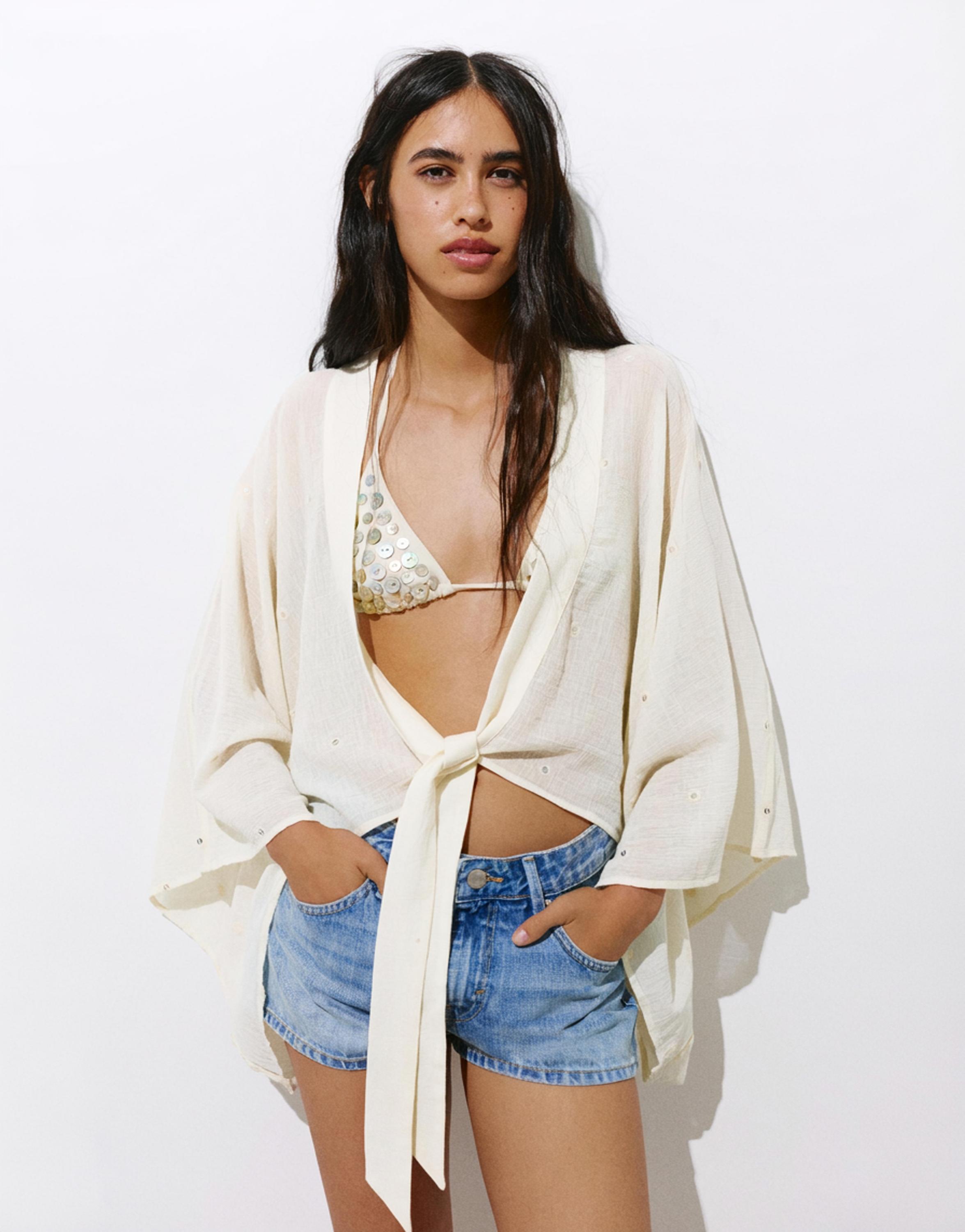Mirror detail kimono — Beige