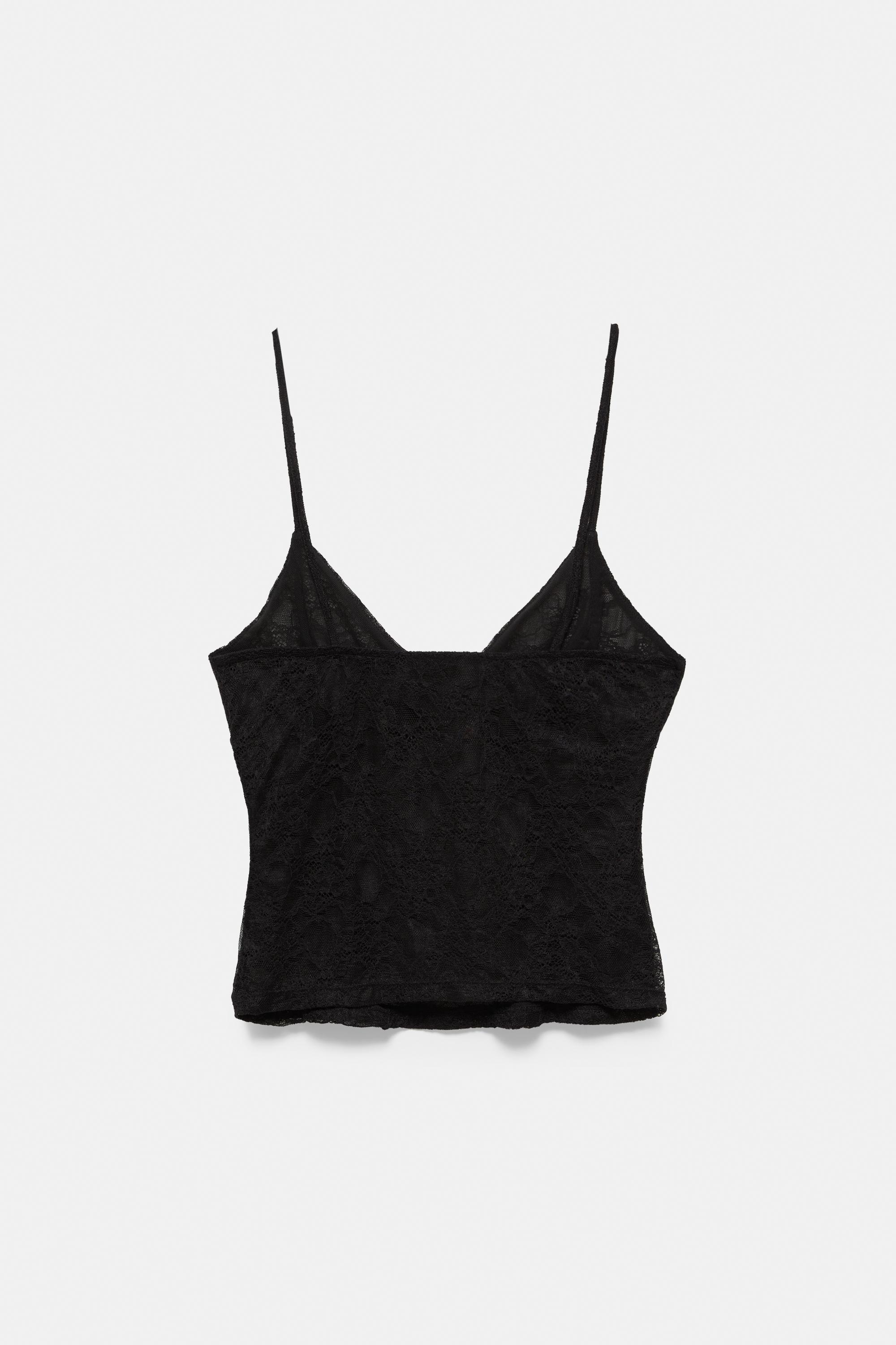 Lace corsetry-inspired top — Black