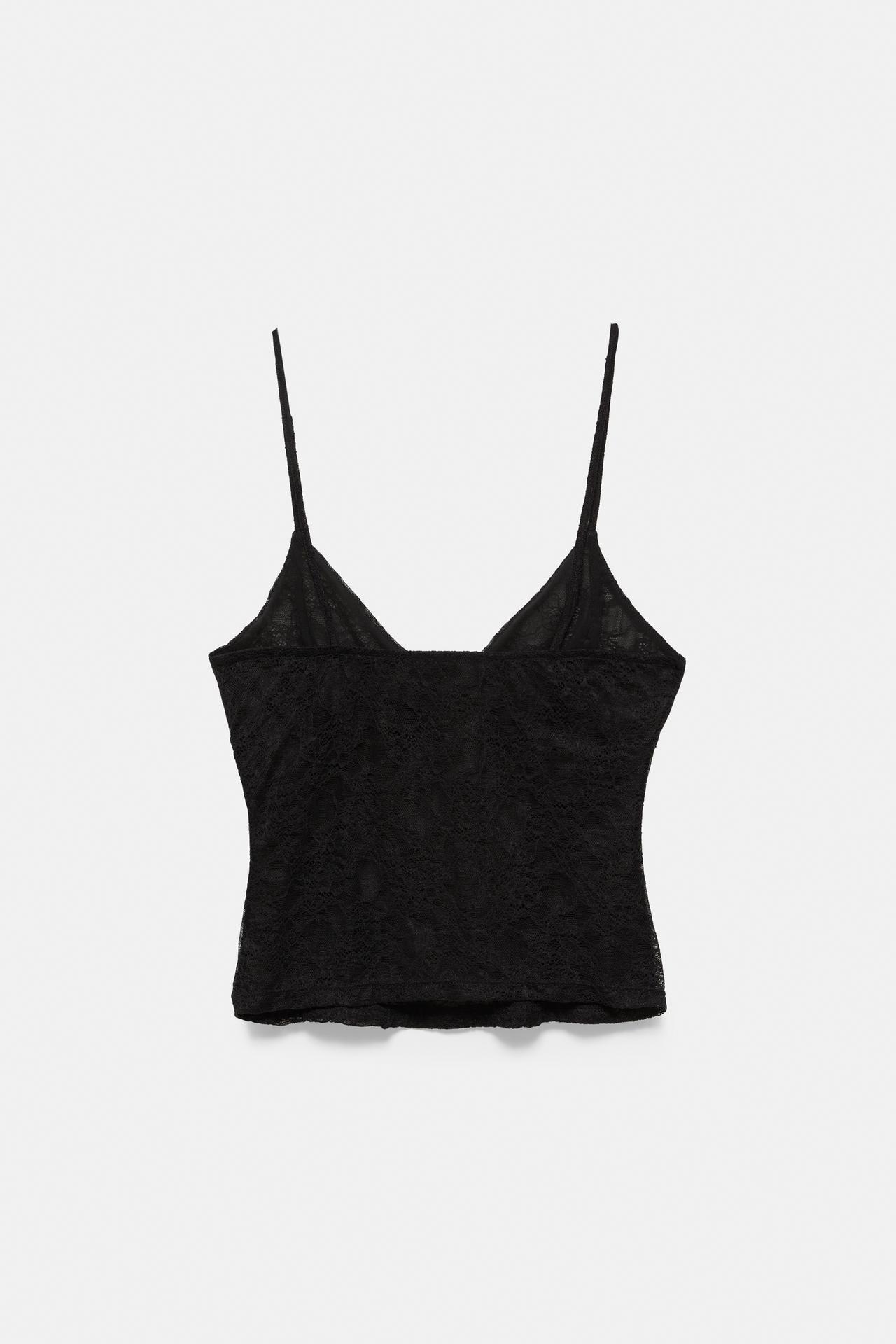 Lace corsetry-inspired top — Black