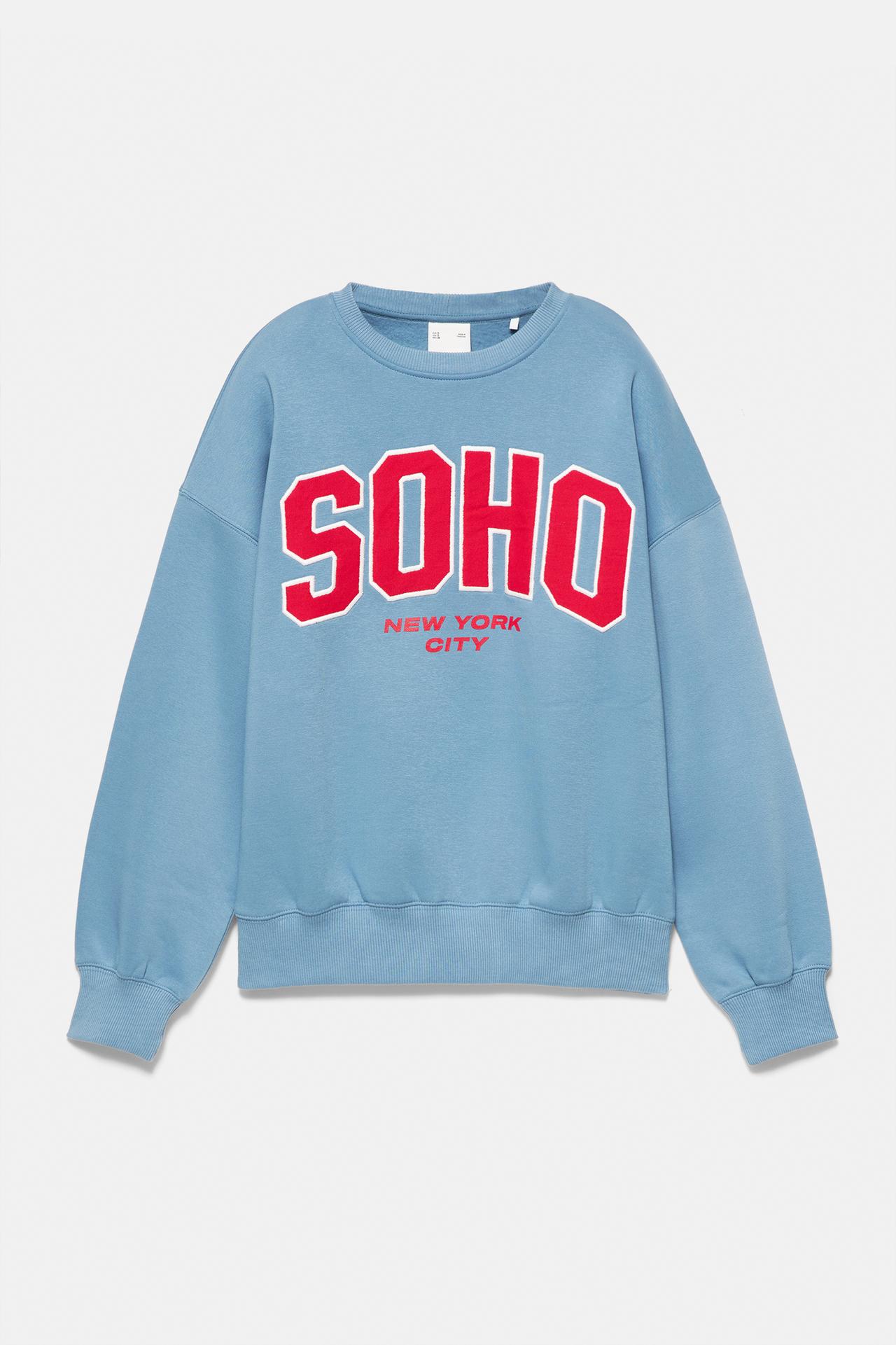 Graphic round neck sweatshirt — Medium blue