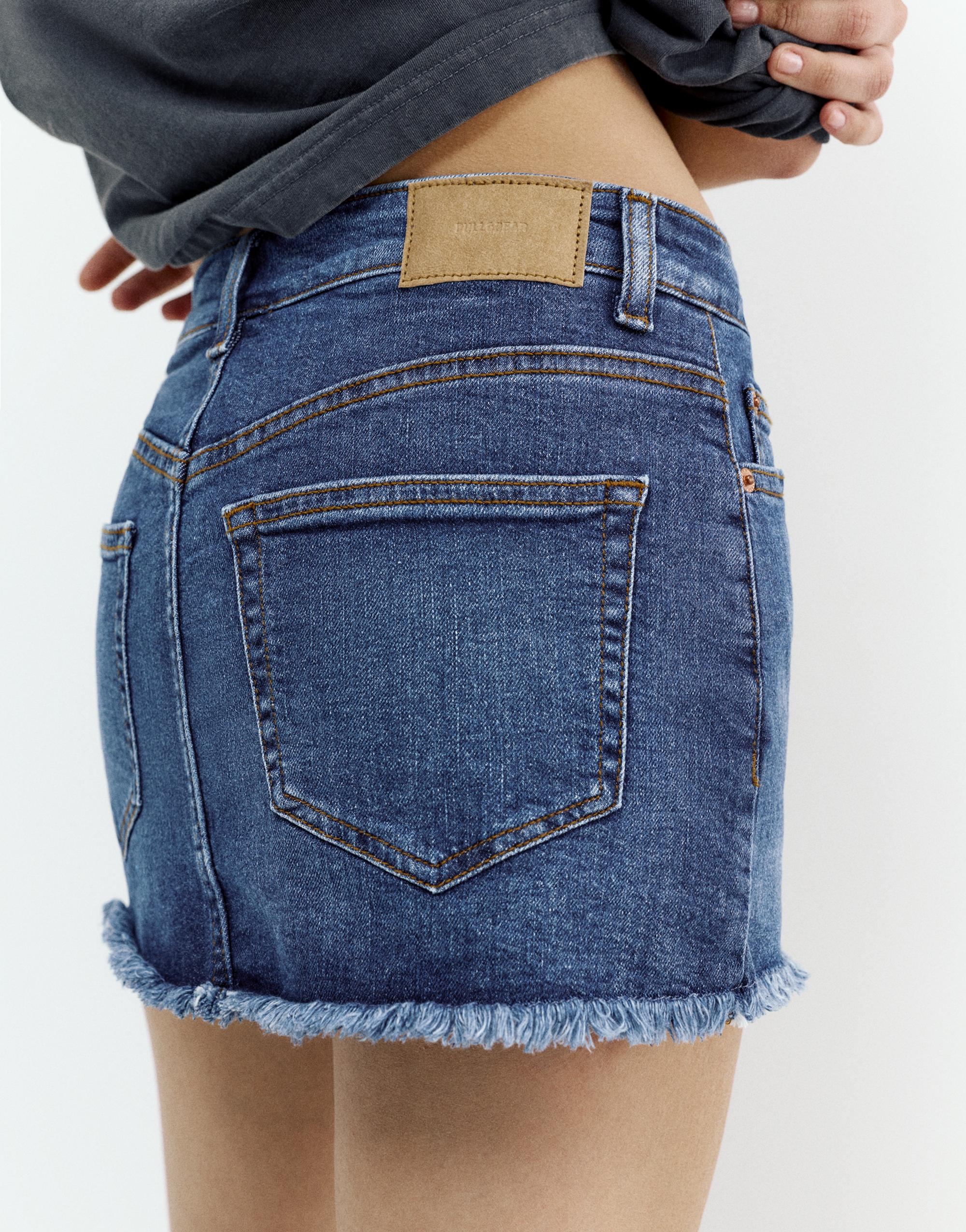 Denim skort — Dark blue