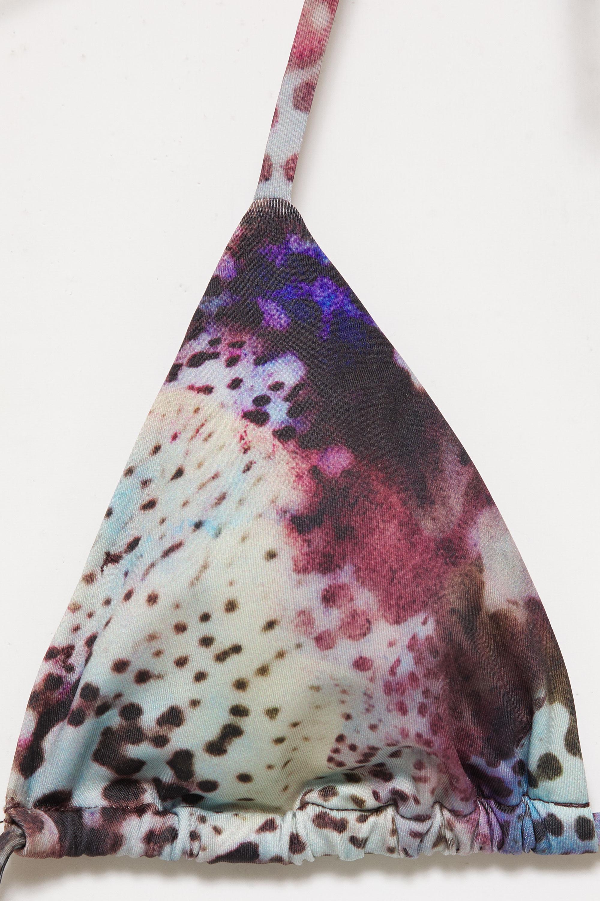 Triangle tie-dye animal print bikini top — Brown