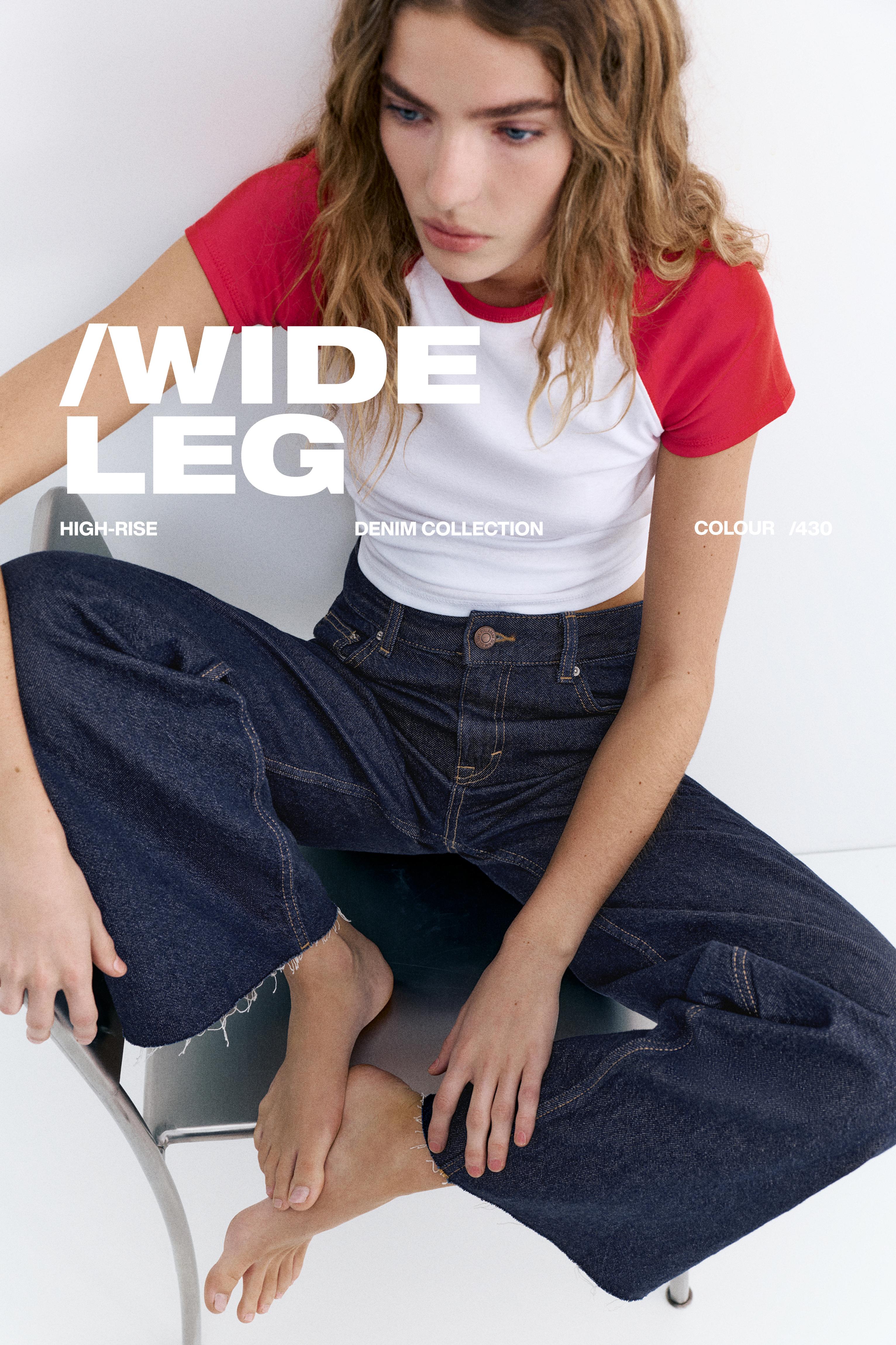 High-waist wide straight-leg jeans — Ink blue