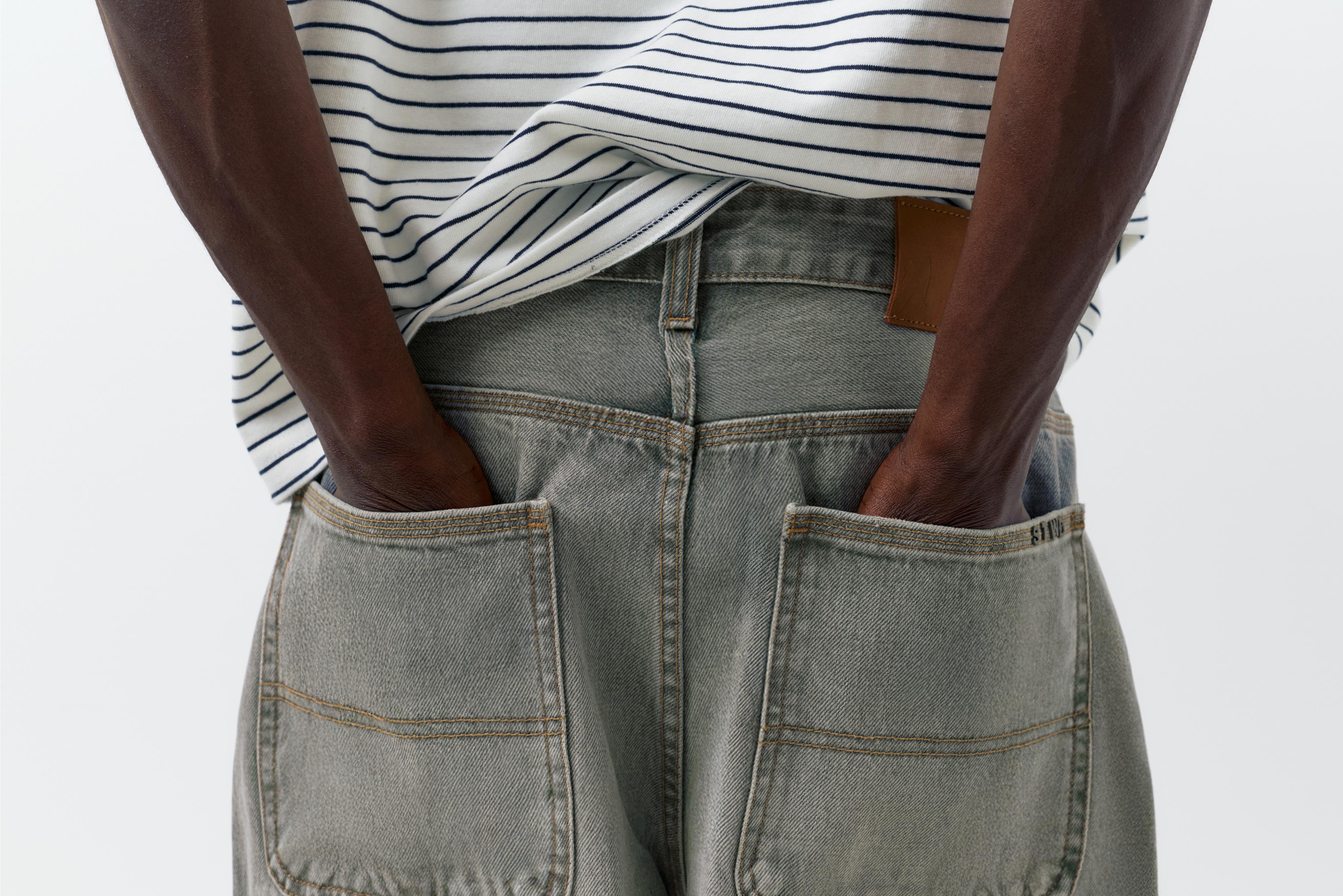 Baggy relaxed fit denim Bermuda shorts — Dark grey