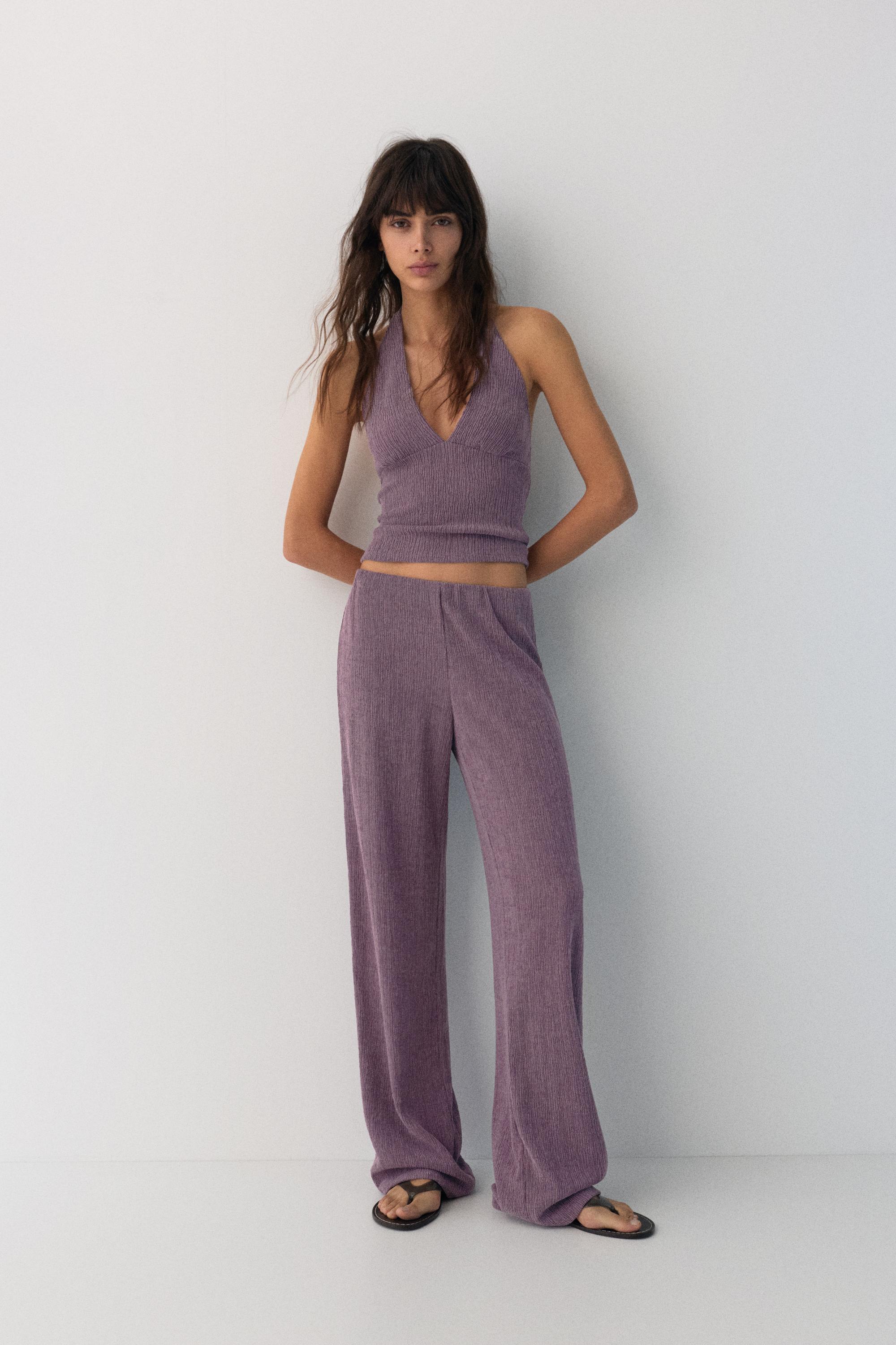 Crepe straight-leg trousers — Lavender