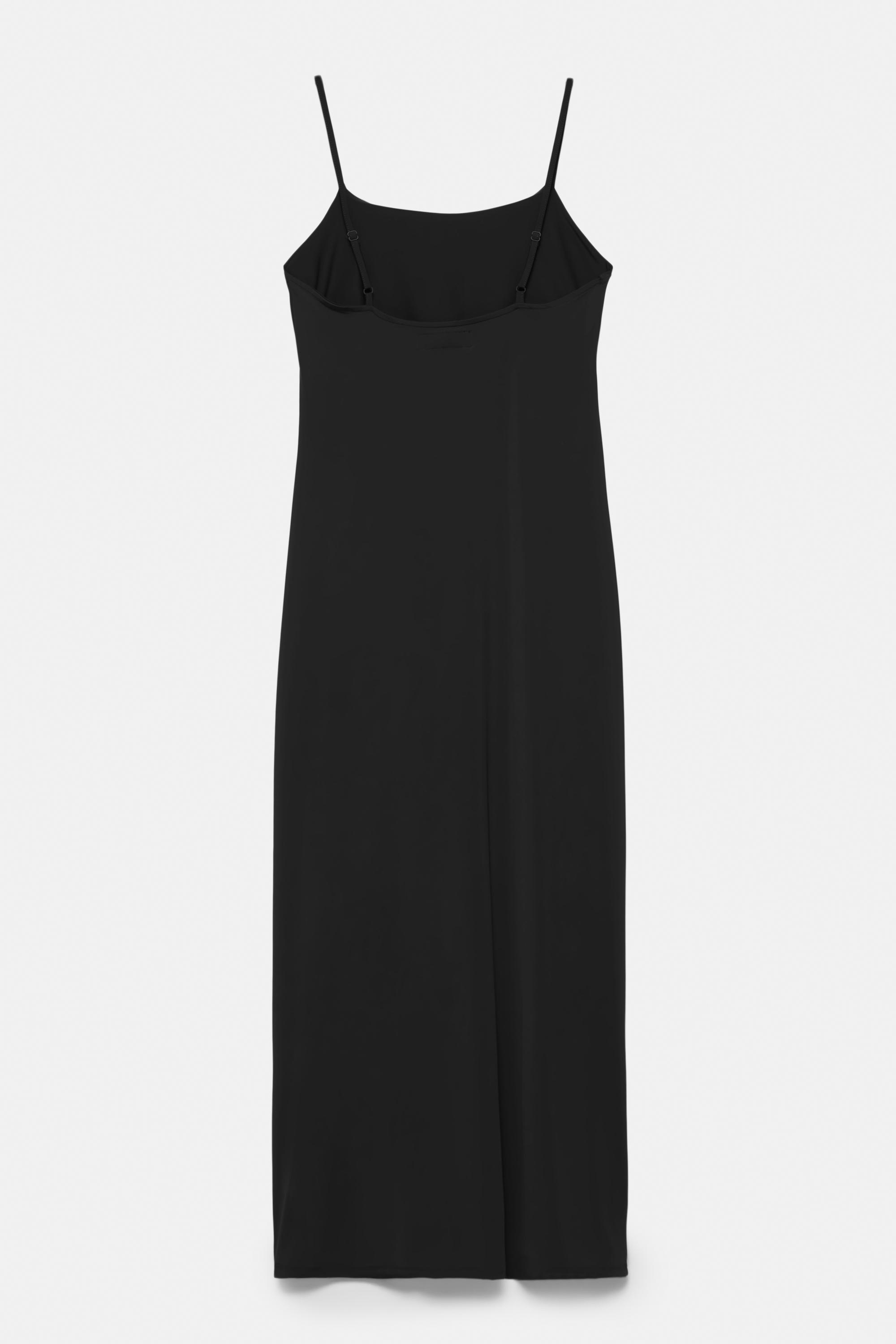Polyamide strappy midi dress — Black