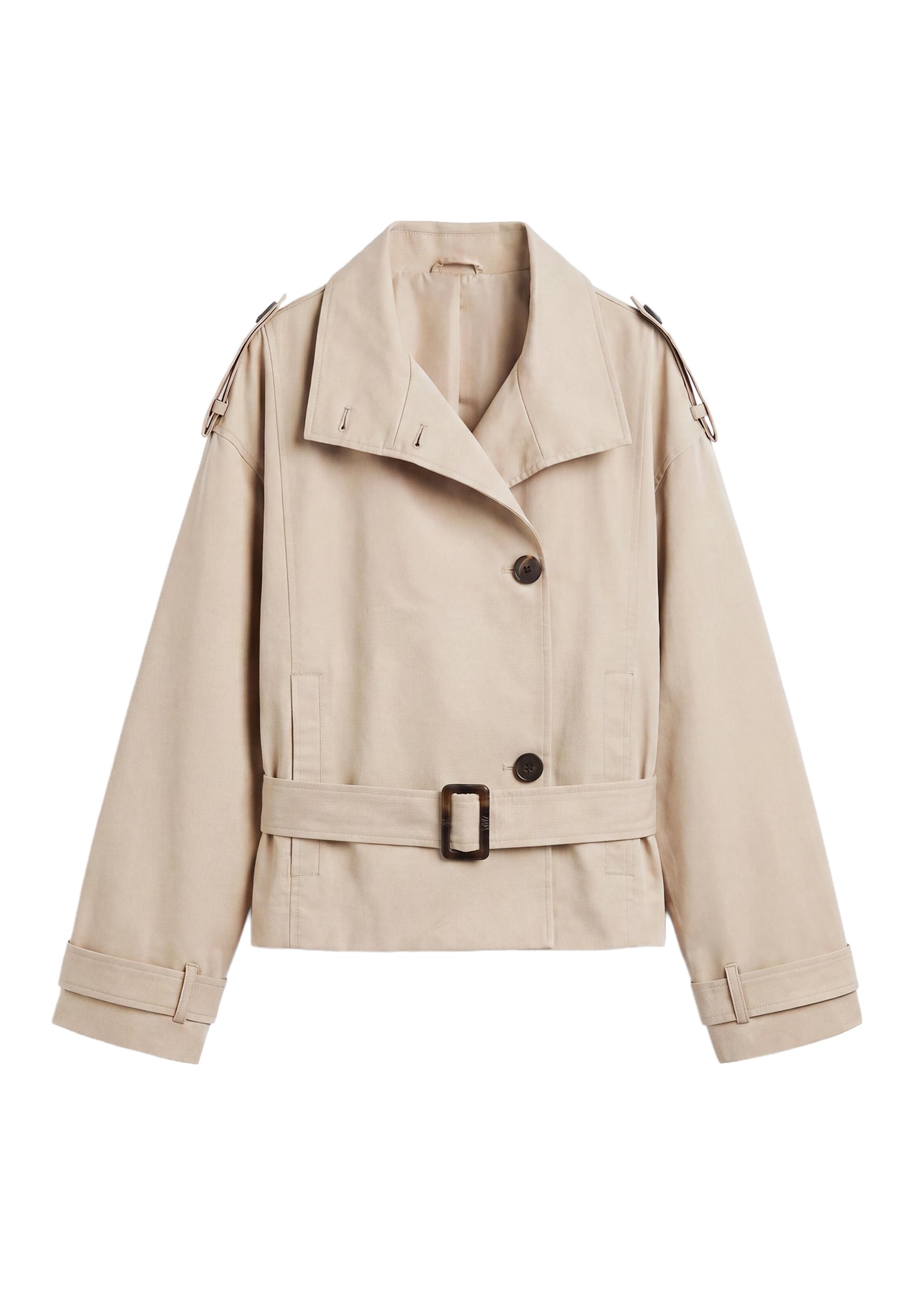 Short belted trench coat — Ecru