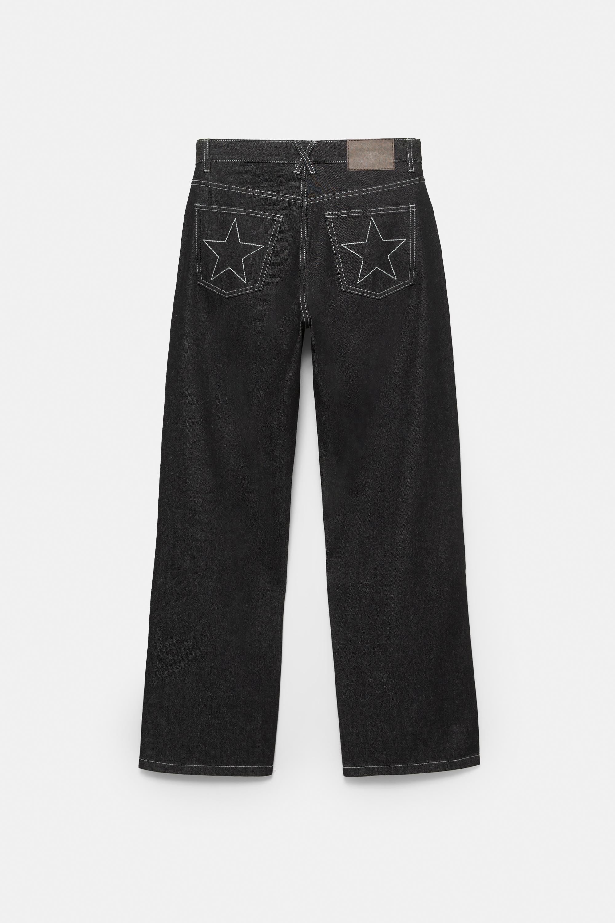 パンツ SWAGGER back embroidery denim Mens Jeans Street Retro Raw Edge Embroidery Baggy Men