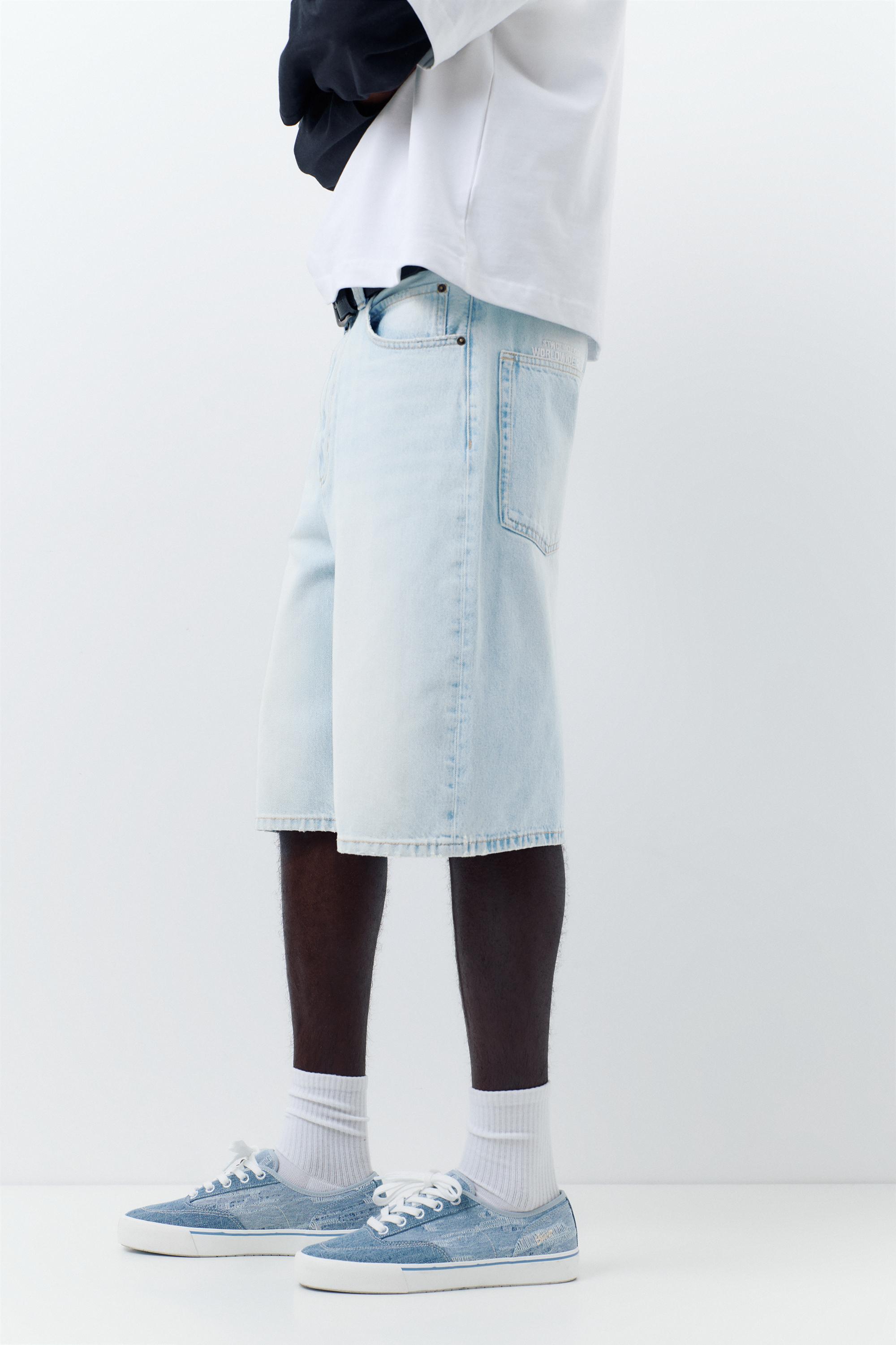 Skater denim Bermuda shorts — Pale blue
