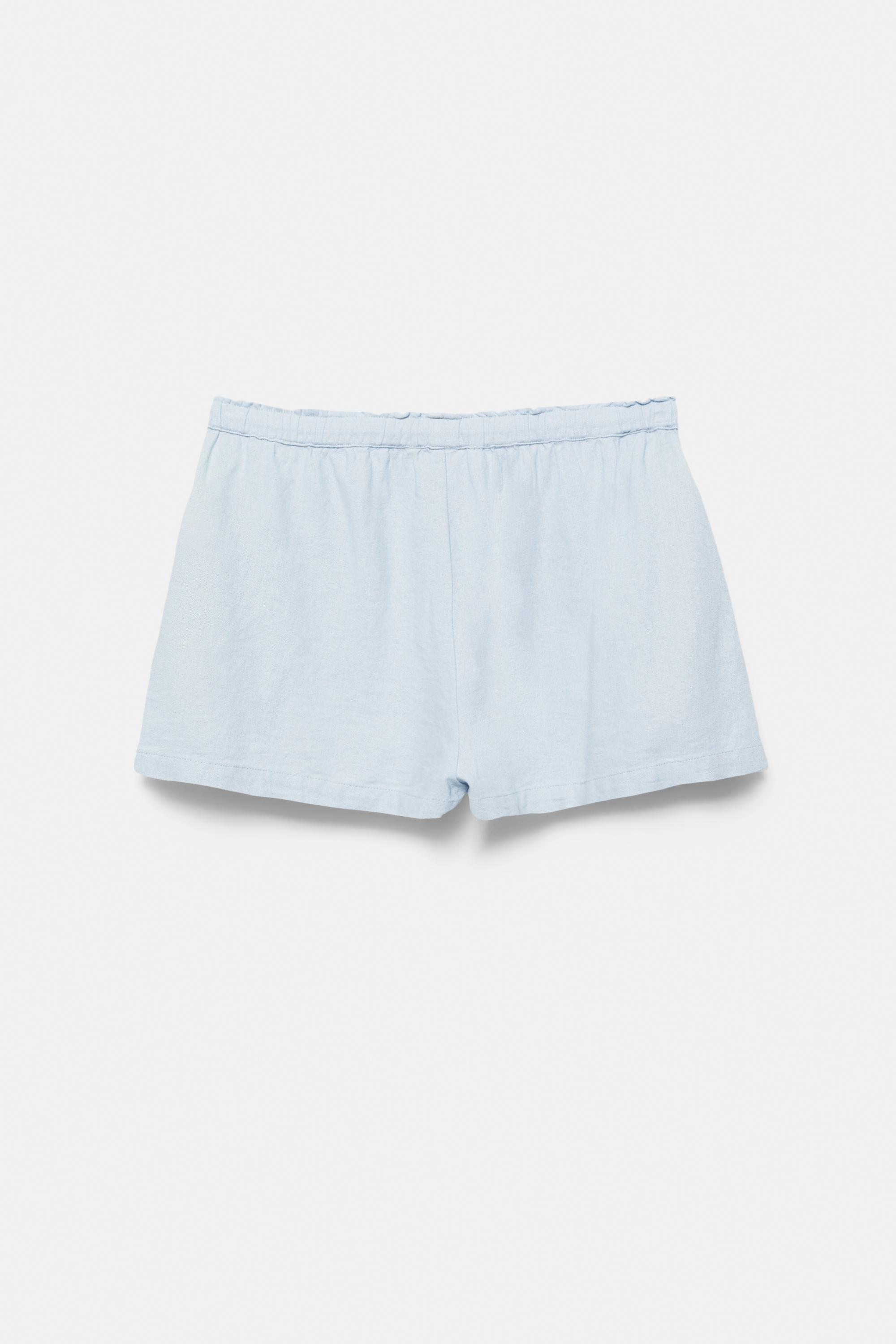 Linen blend shorts — Sky blue