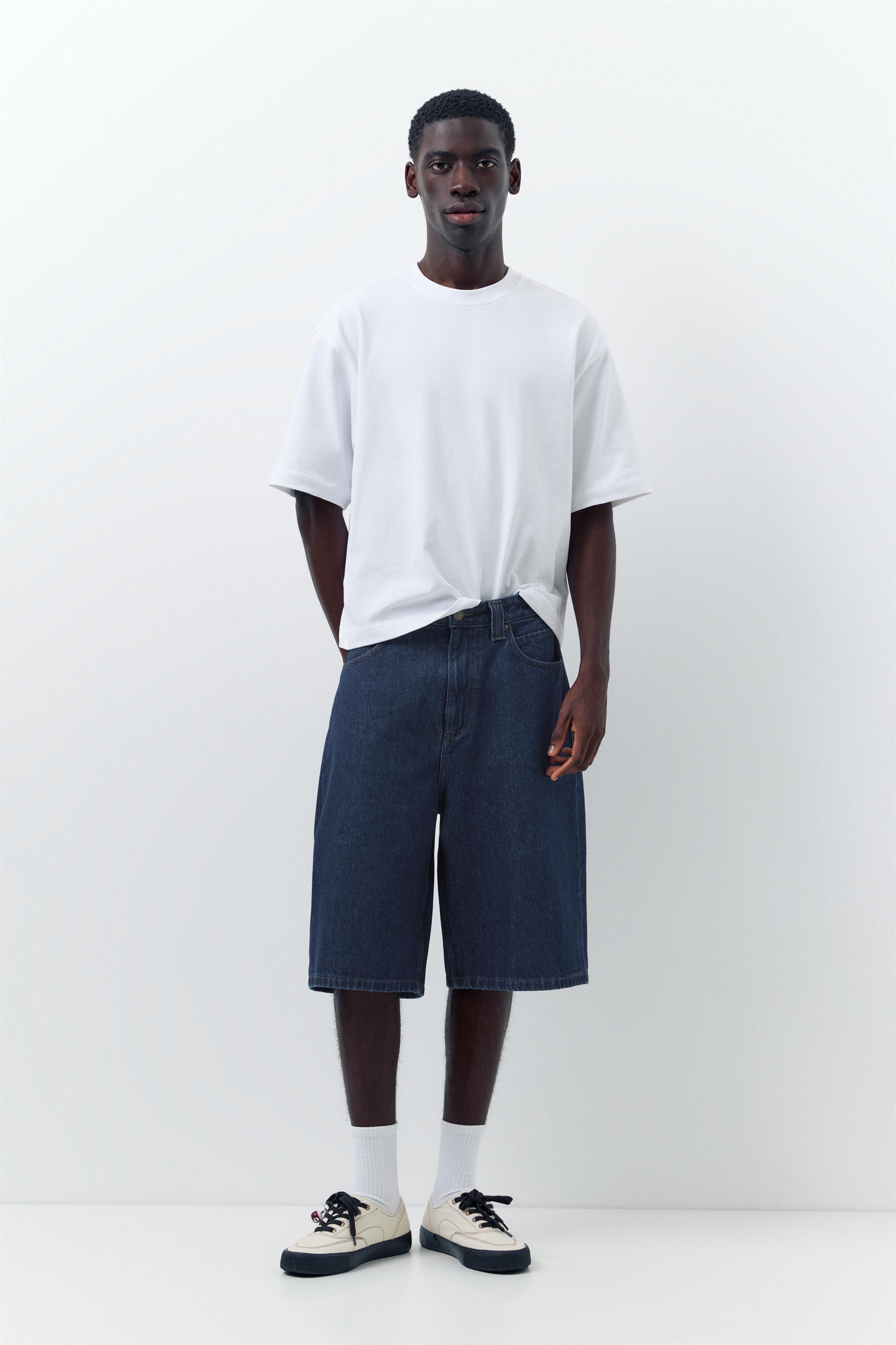 Skater denim Bermuda shorts — Navy