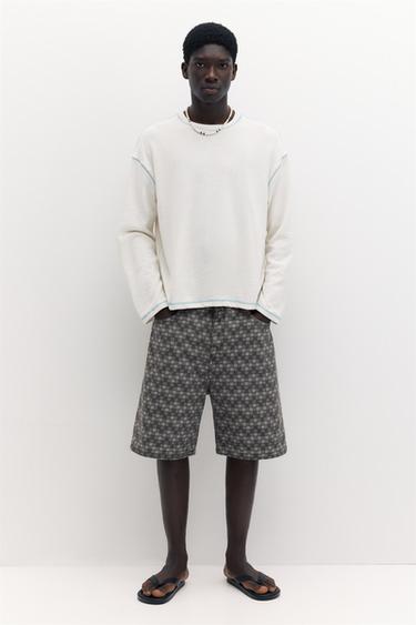 Checked denim Bermuda shorts — Faded black 2