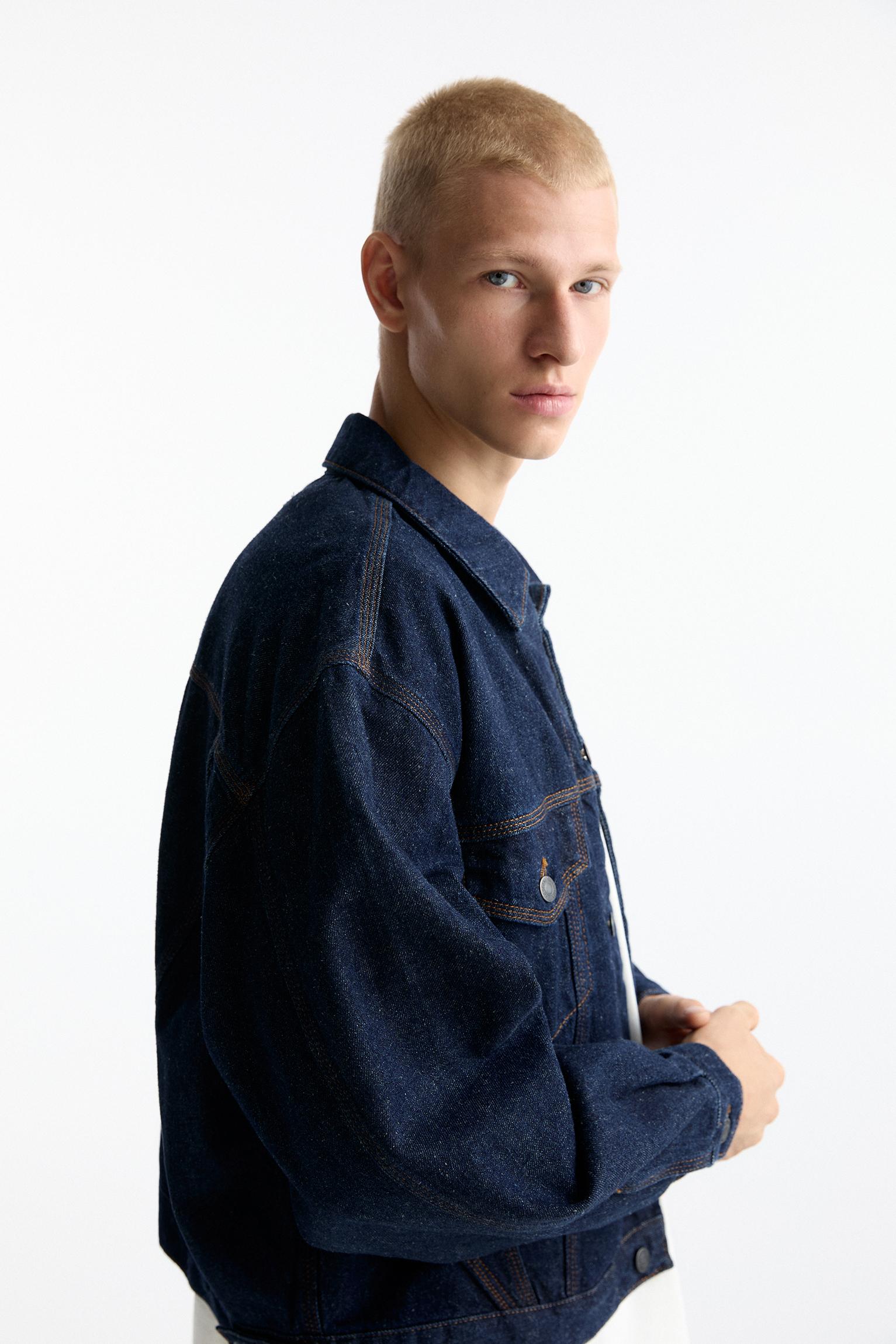 Pull&bear black denim jacket best sale