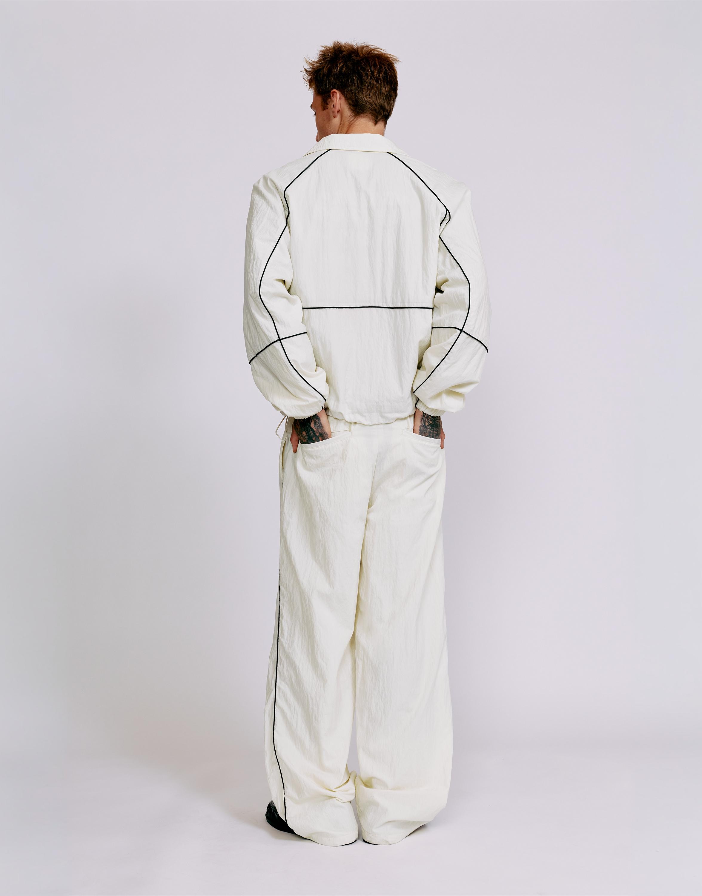 Lightweight contrast stitch joggers — Off white