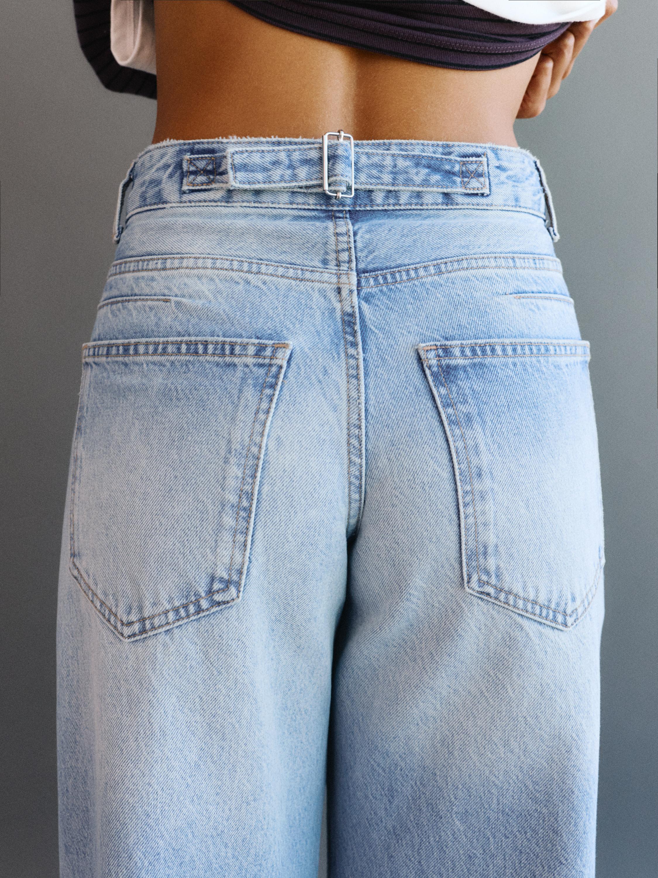 Super wide-leg jeans with belt loops — Pale blue