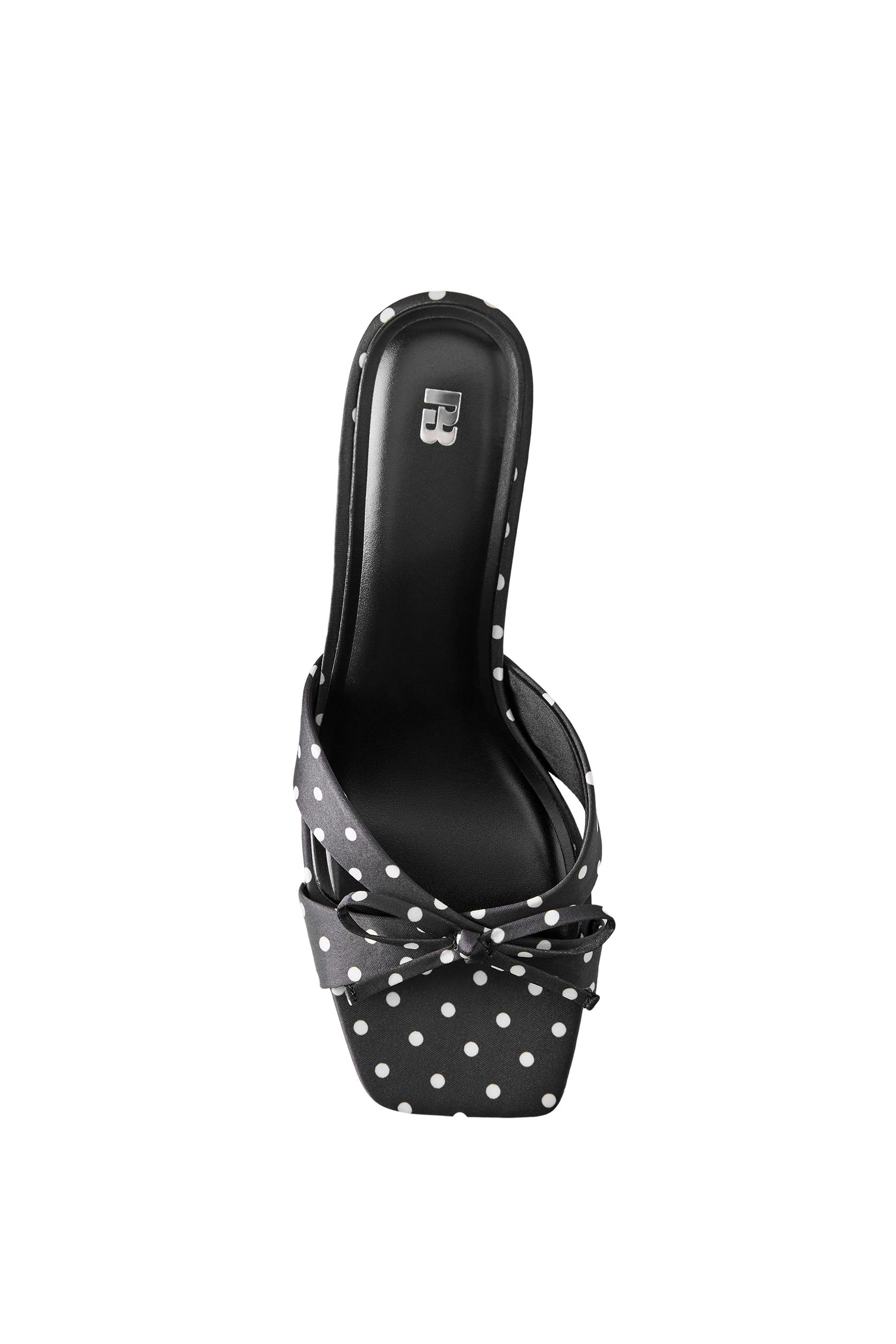 Polka dot heeled sandals — Black