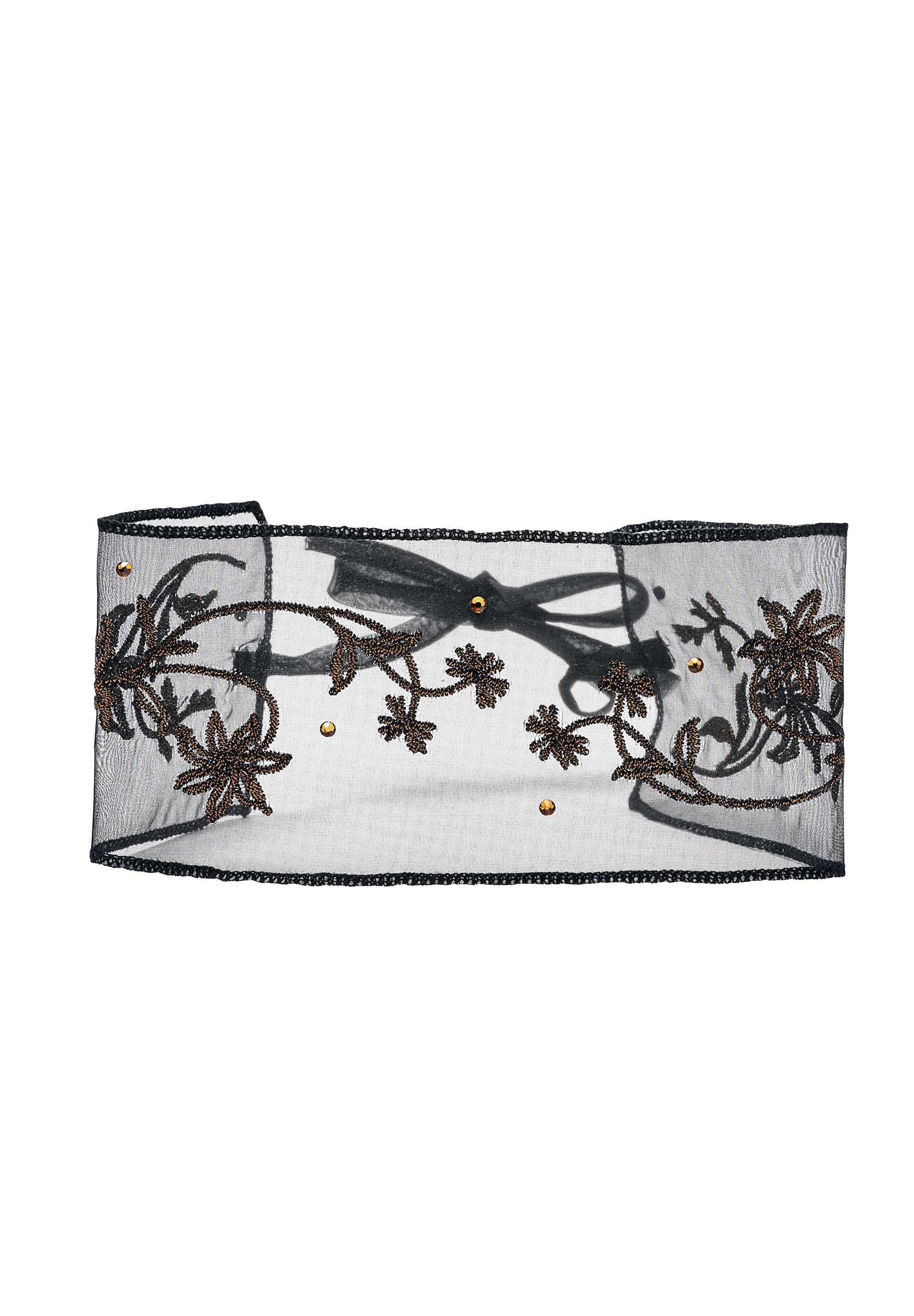Embroidered tulle choker — Black