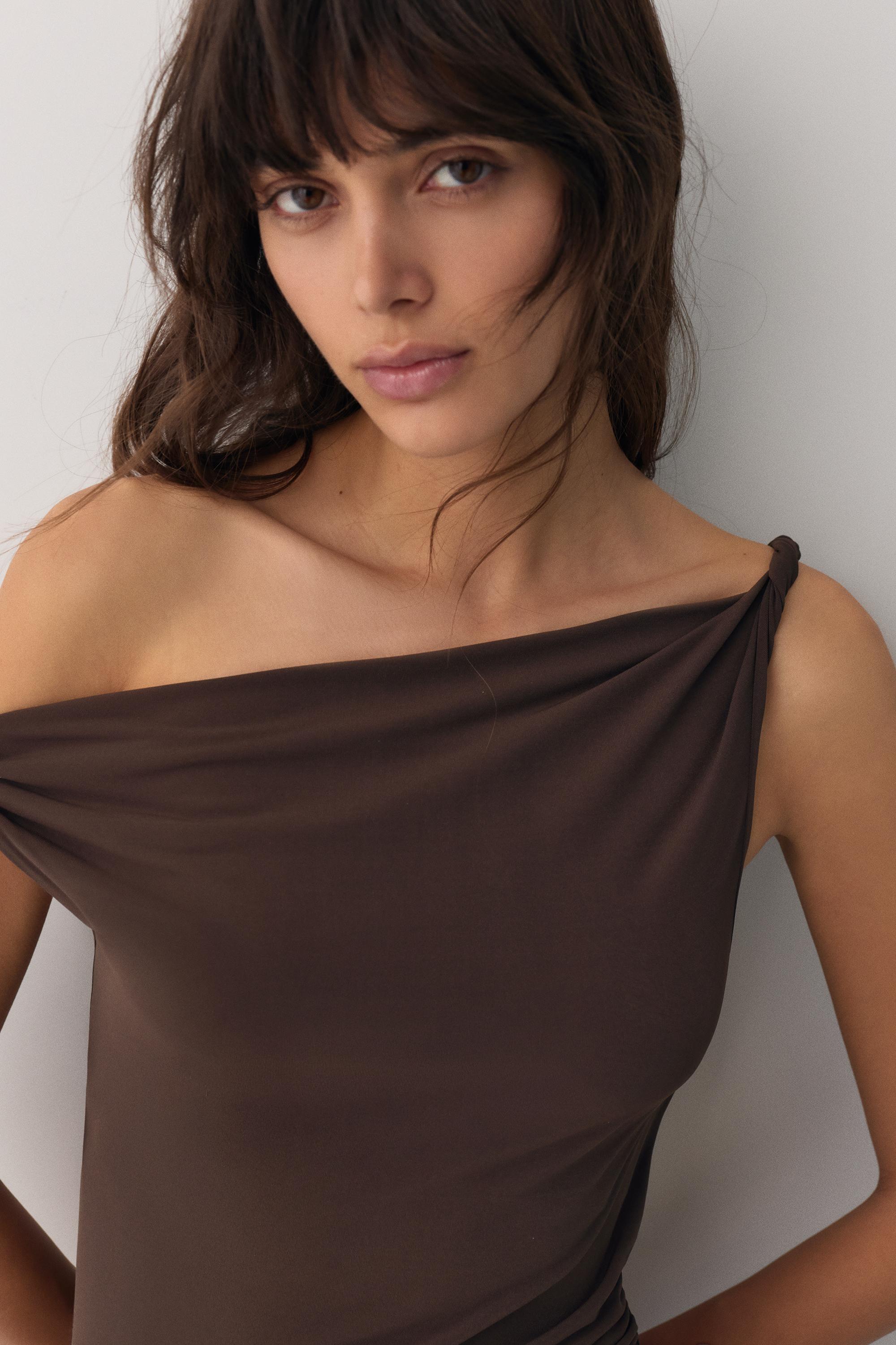 Asimetrik midi elbise - Görsel 30