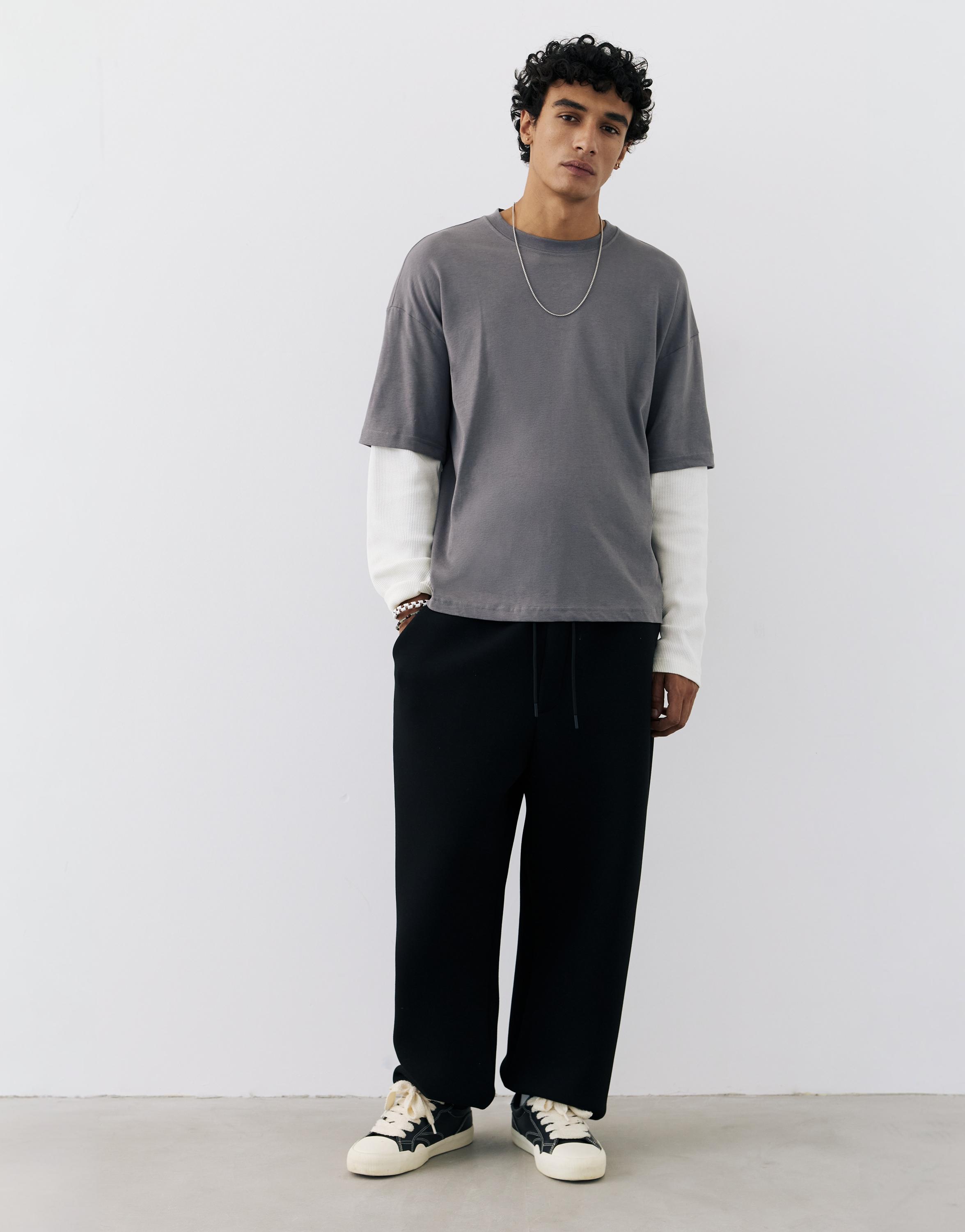 Double-layer long sleeve T-shirt — Anthracite grey