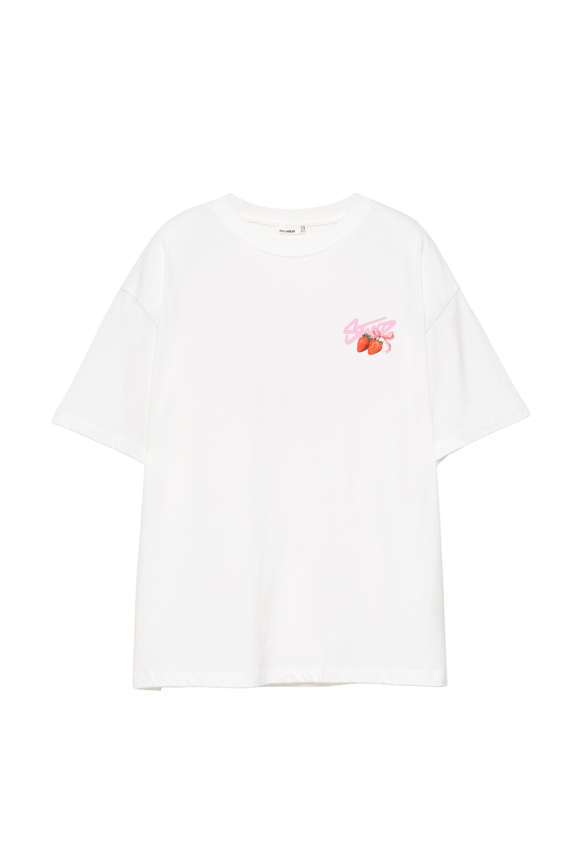 Pull&Bear STWD çilek baskılı tişört görsel 2