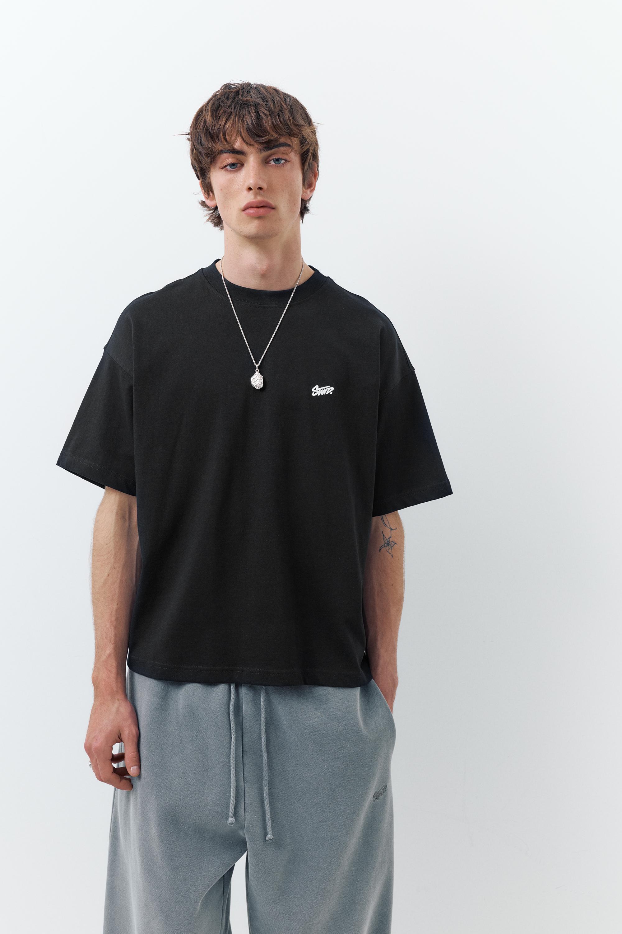 STWD logo boxy T-shirt — Black