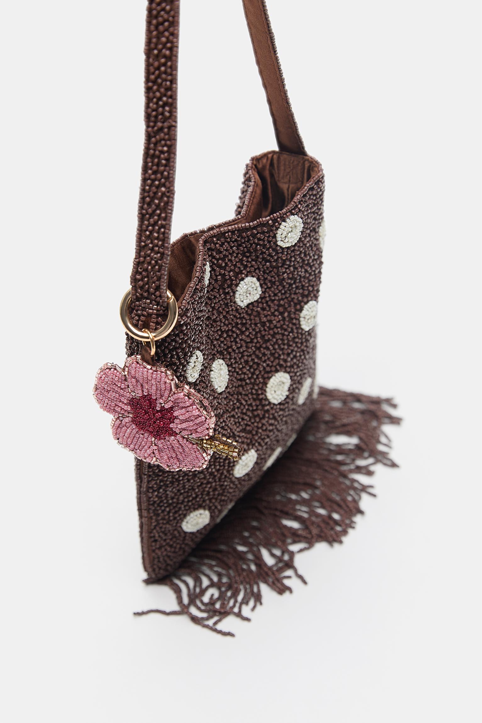 Puantiyeli payetli omuz çantası - Görsel 5