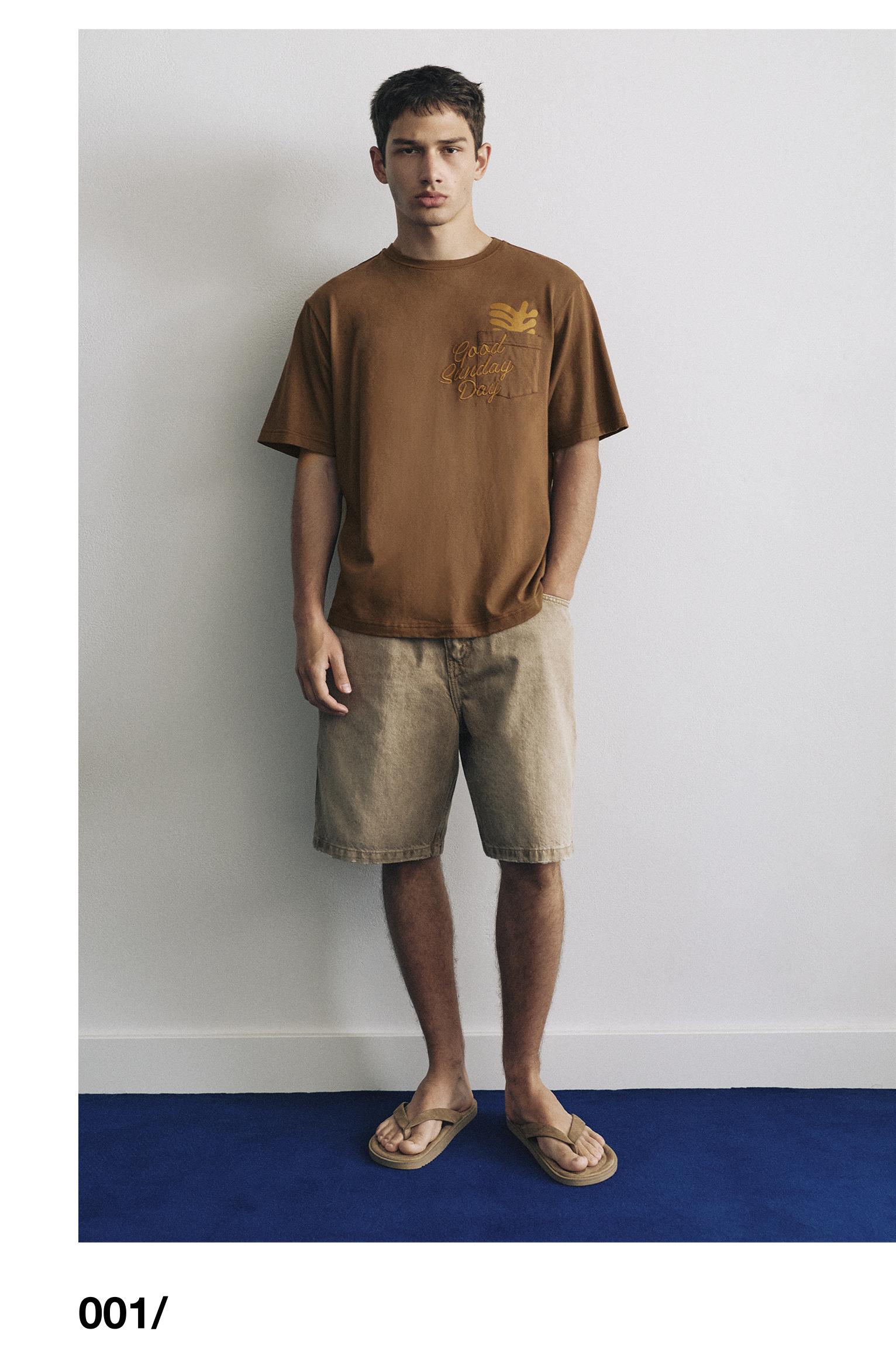 Boxy-fit graphic pocket T-shirt — Brown